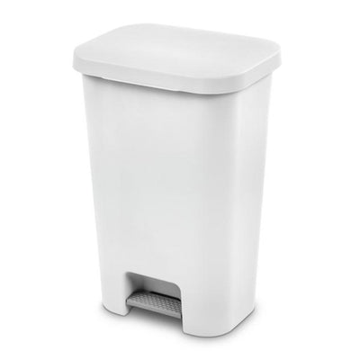 Sterilite 11.9 Gal Rectangle Step On Trash Kitchen Wastebasket, White (4 Pack)