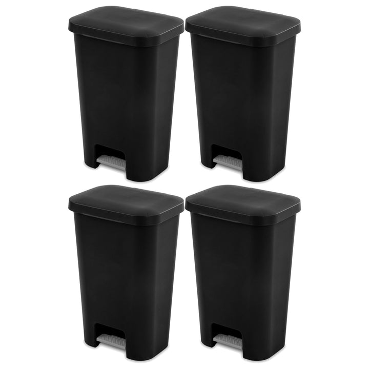 Sterilite 11.9 Gal Rectangle Step On Trash Kitchen Wastebasket, Black (4 Pack) - VMInnovations