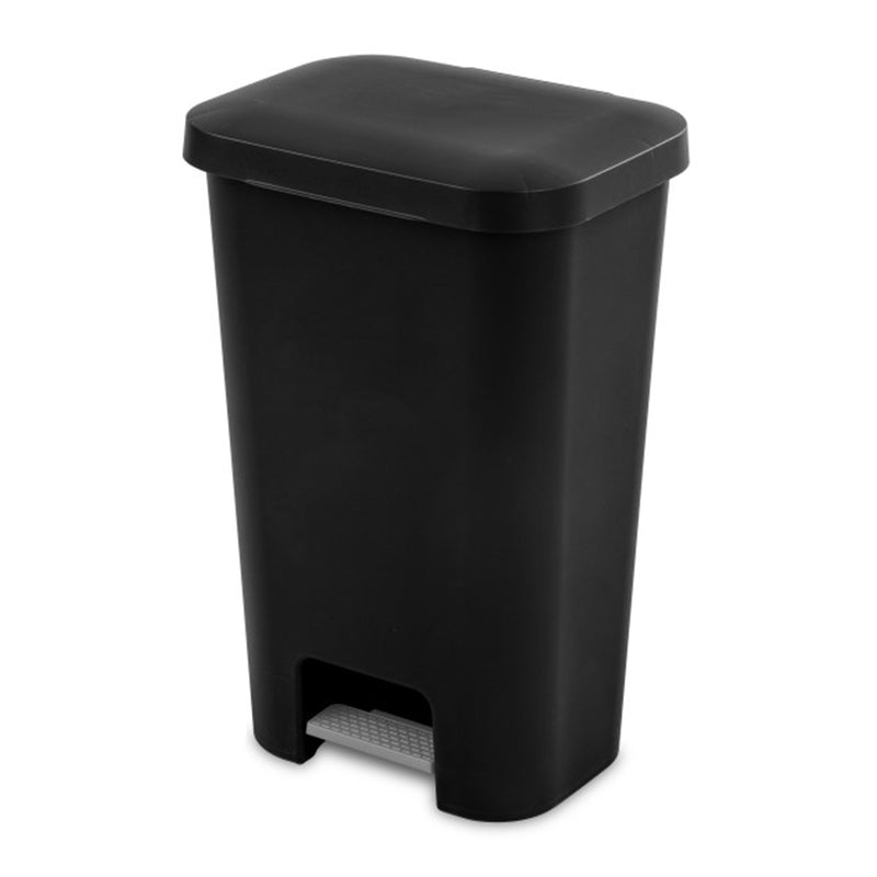 Sterilite 11.9 Gal Rectangle Step On Trash Kitchen Wastebasket, Black (4 Pack)