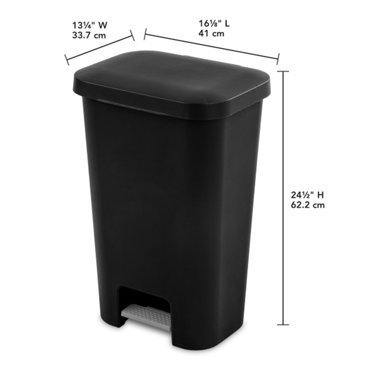Sterilite 11.9 Gal Rectangle Step On Trash Kitchen Wastebasket, Black (8 Pack)