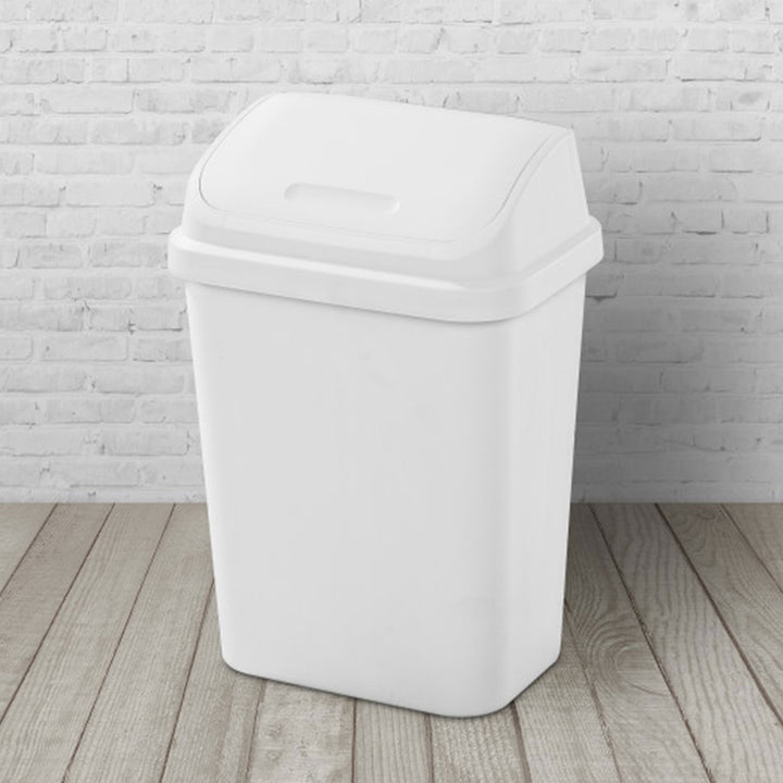 Sterilite 7.8 Gallon SwingTop Kitchen Wastebasket Trash Can, White (6 Pack) - VMInnovations