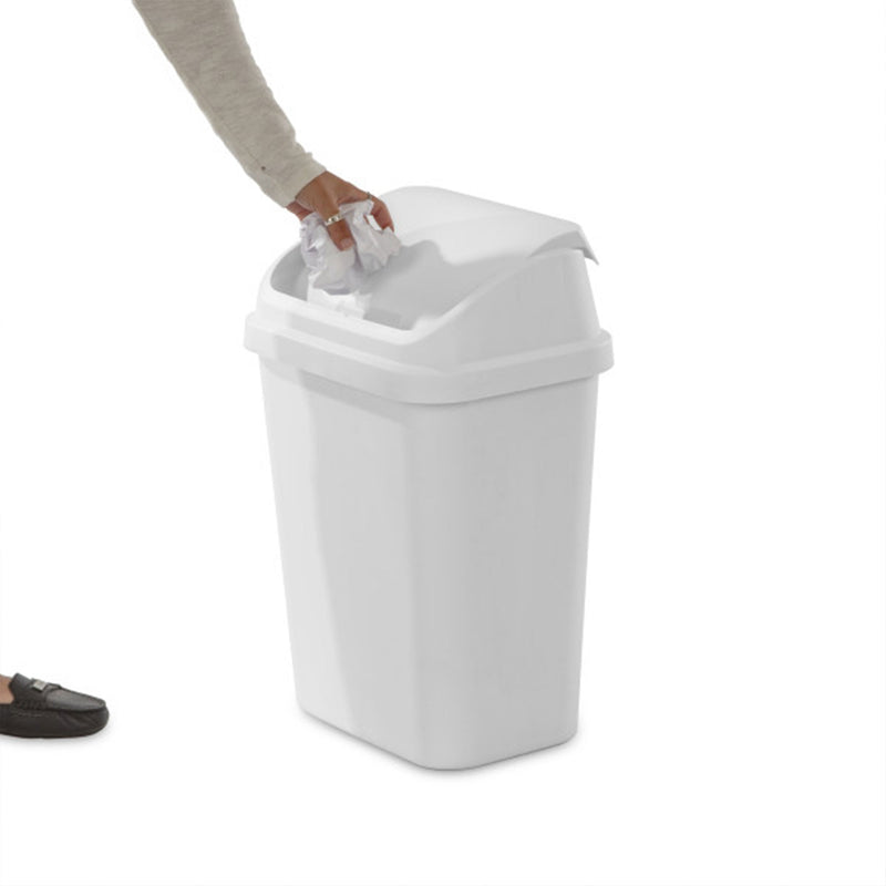 Sterilite 7.8 Gallon SwingTop Kitchen Wastebasket Trash Can, White (6 Pack)