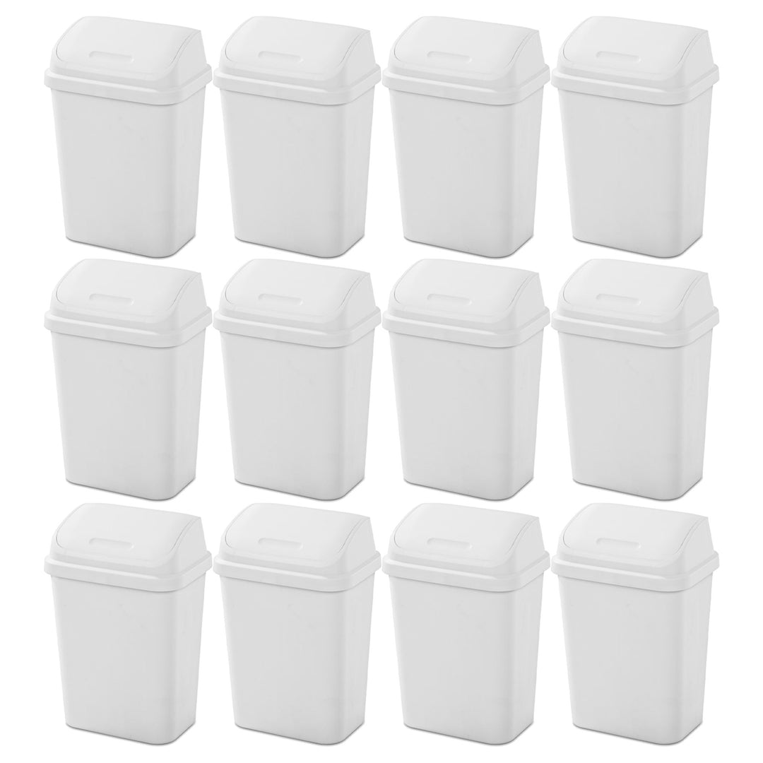 Sterilite 7.8 Gallon SwingTop Kitchen Wastebasket Trash Can, White (12 Pack) - VMInnovations