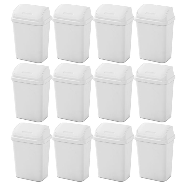 Sterilite 7.8 Gallon SwingTop Kitchen Wastebasket Trash Can, White (12 Pack) - VMInnovations