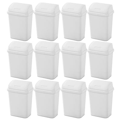 Sterilite 7.8 Gallon SwingTop Kitchen Wastebasket Trash Can, White (12 Pack)