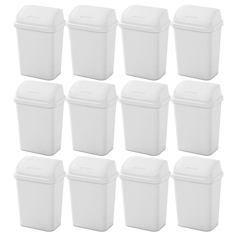 Sterilite 7.8 Gallon SwingTop Kitchen Wastebasket Trash Can, White (12 Pack)