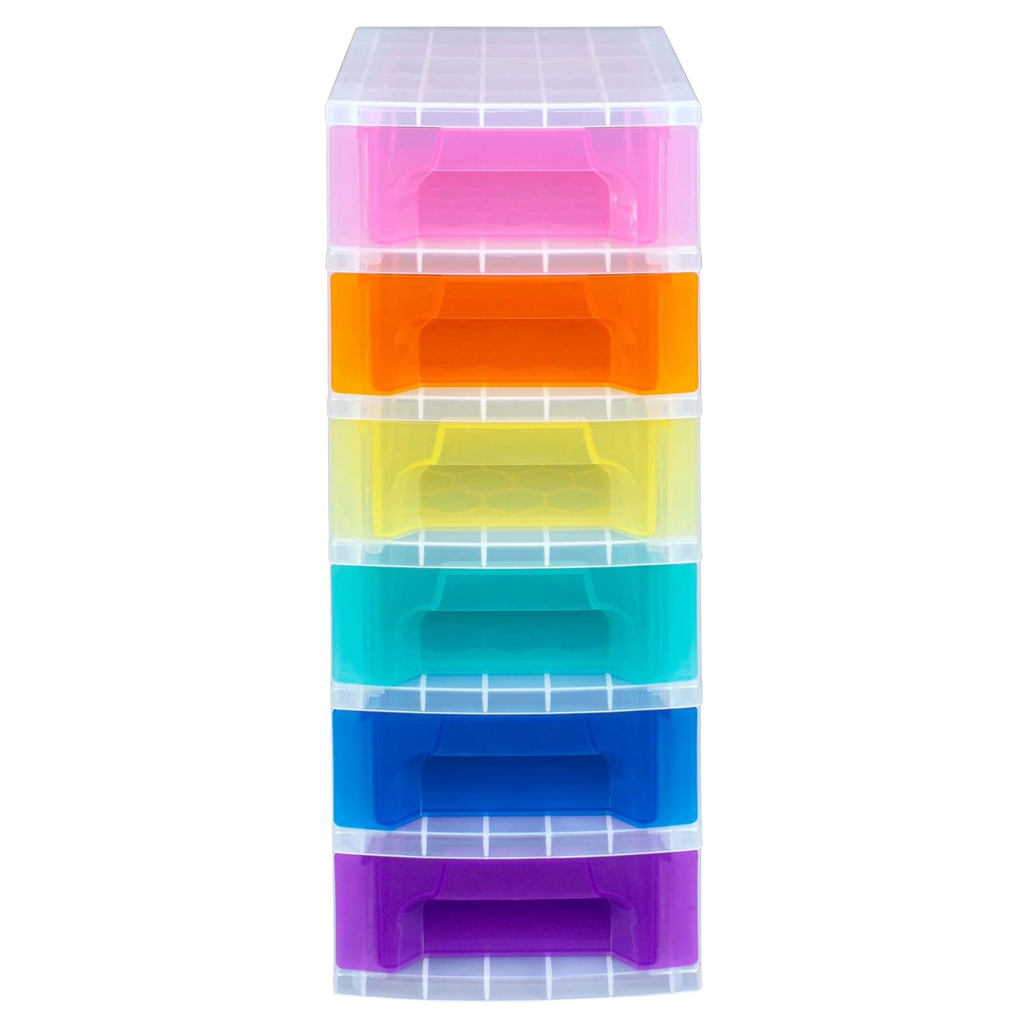 Really Useful Box Slimline 3.5 Litre Storage Tower Transparent Rainbow Drawer - VMInnovations