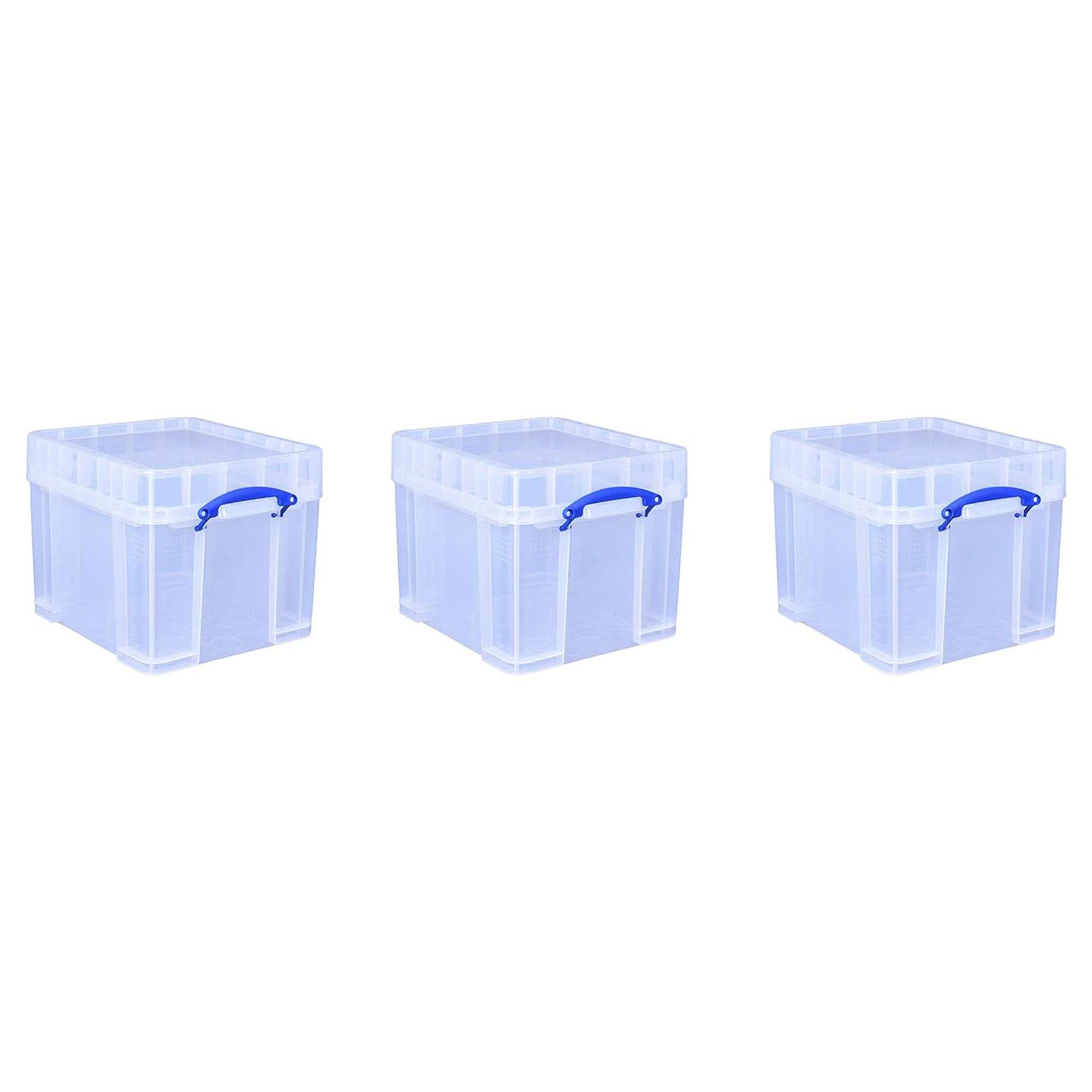 Really Useful Box 35 Liters Transparent Storage Container with Snap Lid, 3 Pack - VMInnovations