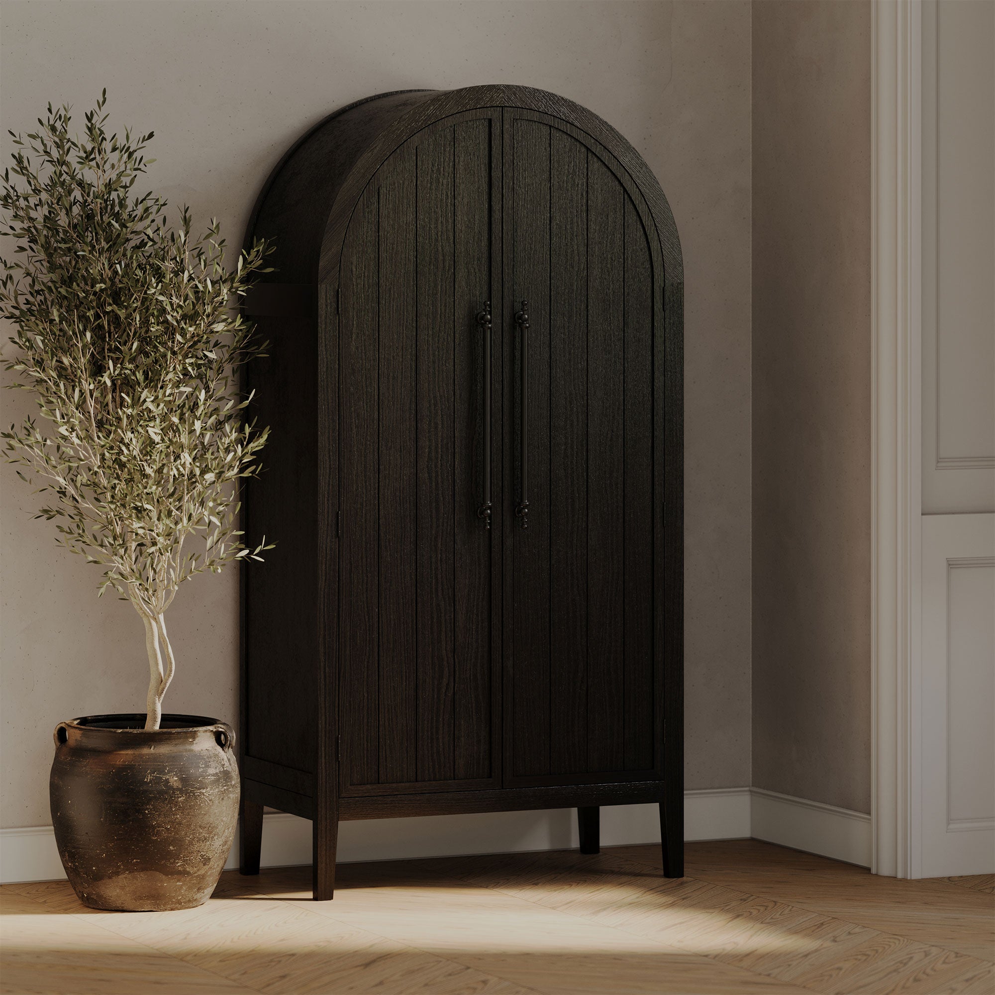 Maven Lane Selene Classical Wooden Cabinet in Antiqued Black Finish (For Parts) - VMInnovations