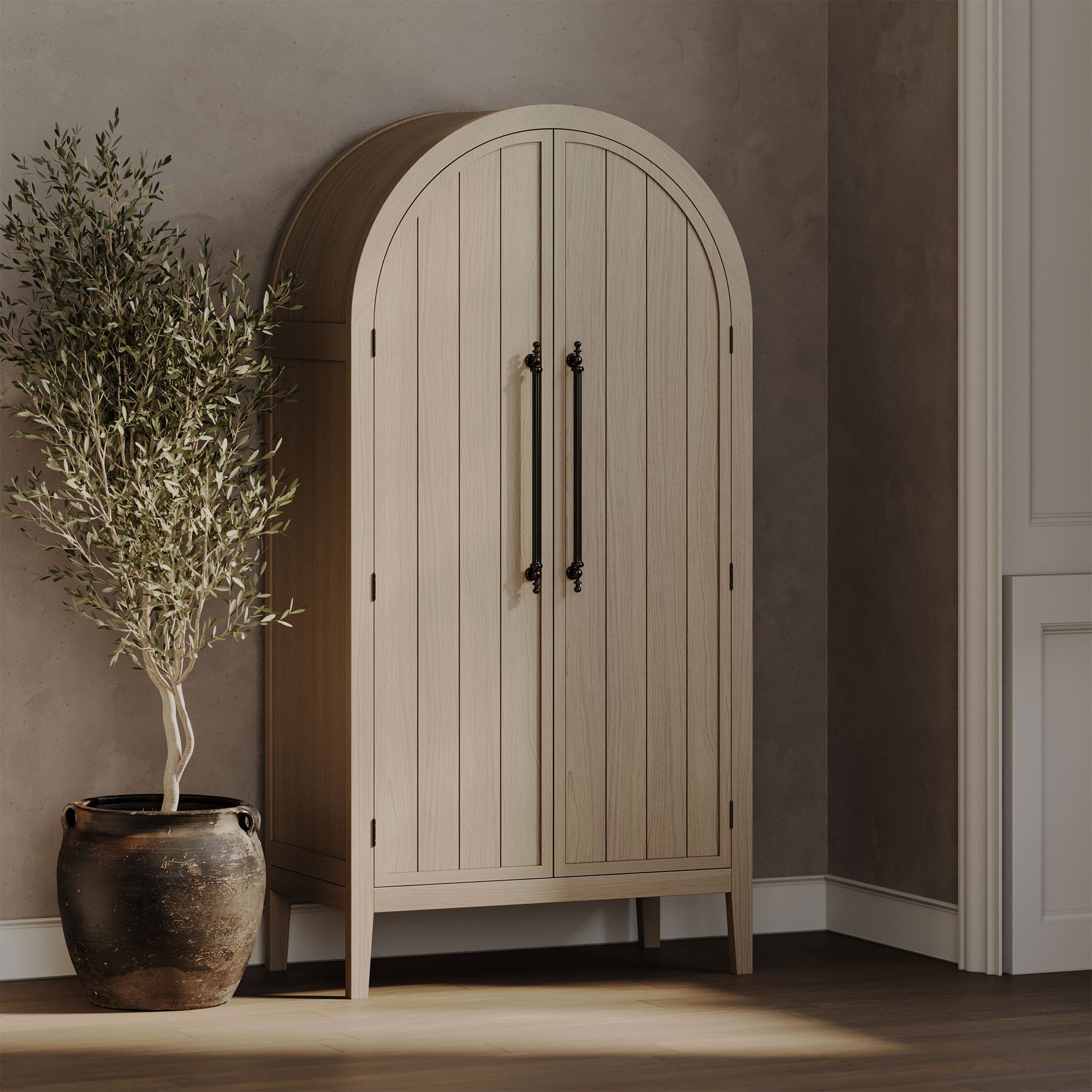 Maven Lane Selene Classical Wooden Cabinet in Antiqued White Finish (Used) - VMInnovations