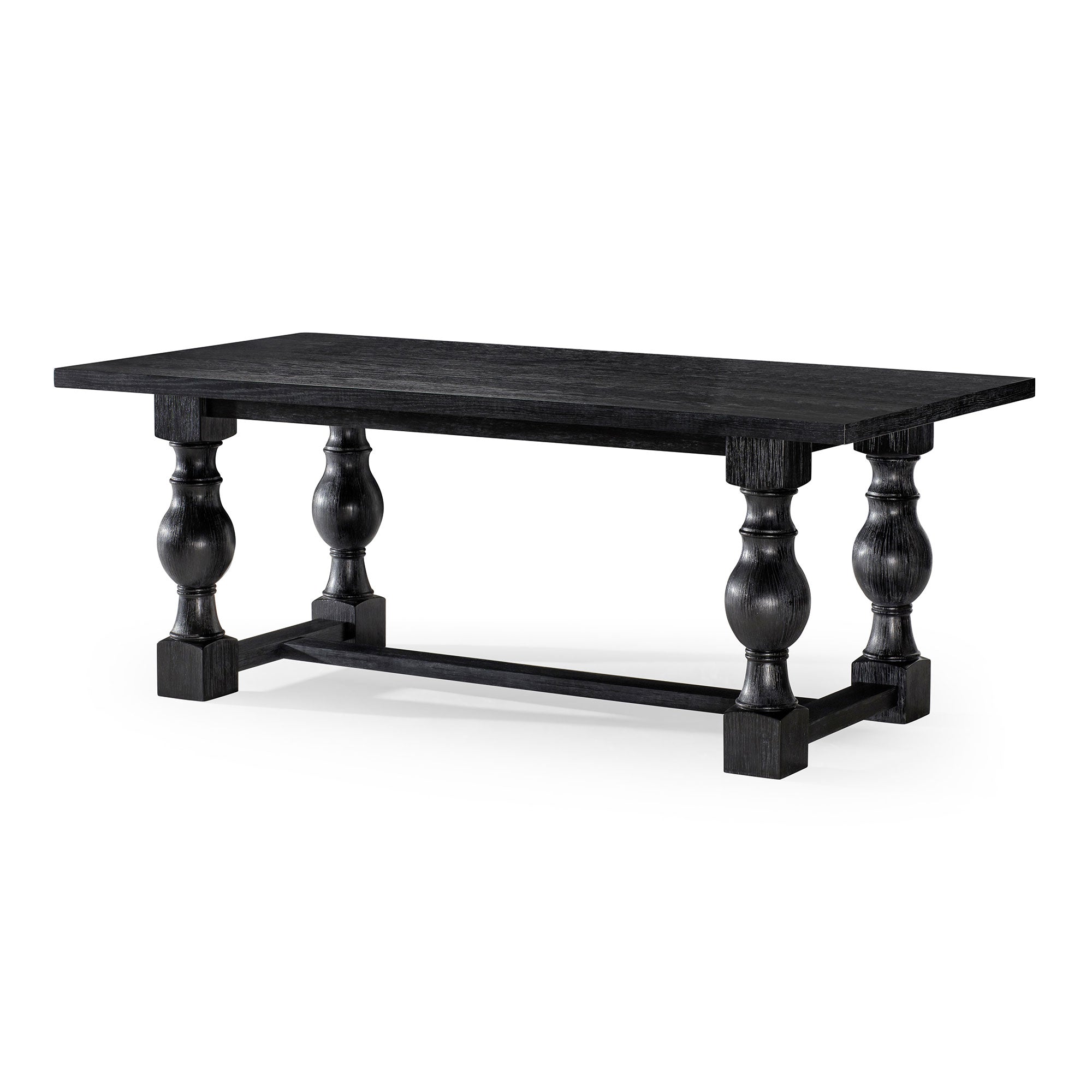 Maven Lane Leon Traditional Wooden Dining Table in Antiqued Black Finish - VMInnovations