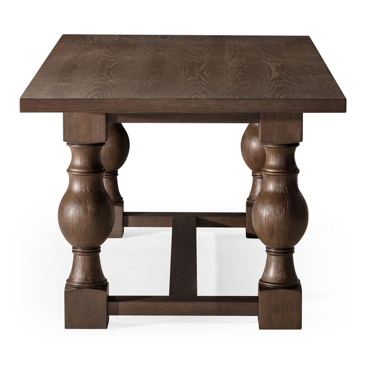 Leon Classical Wooden Dining Table in Antiqued Brown Finish - VMInnovations