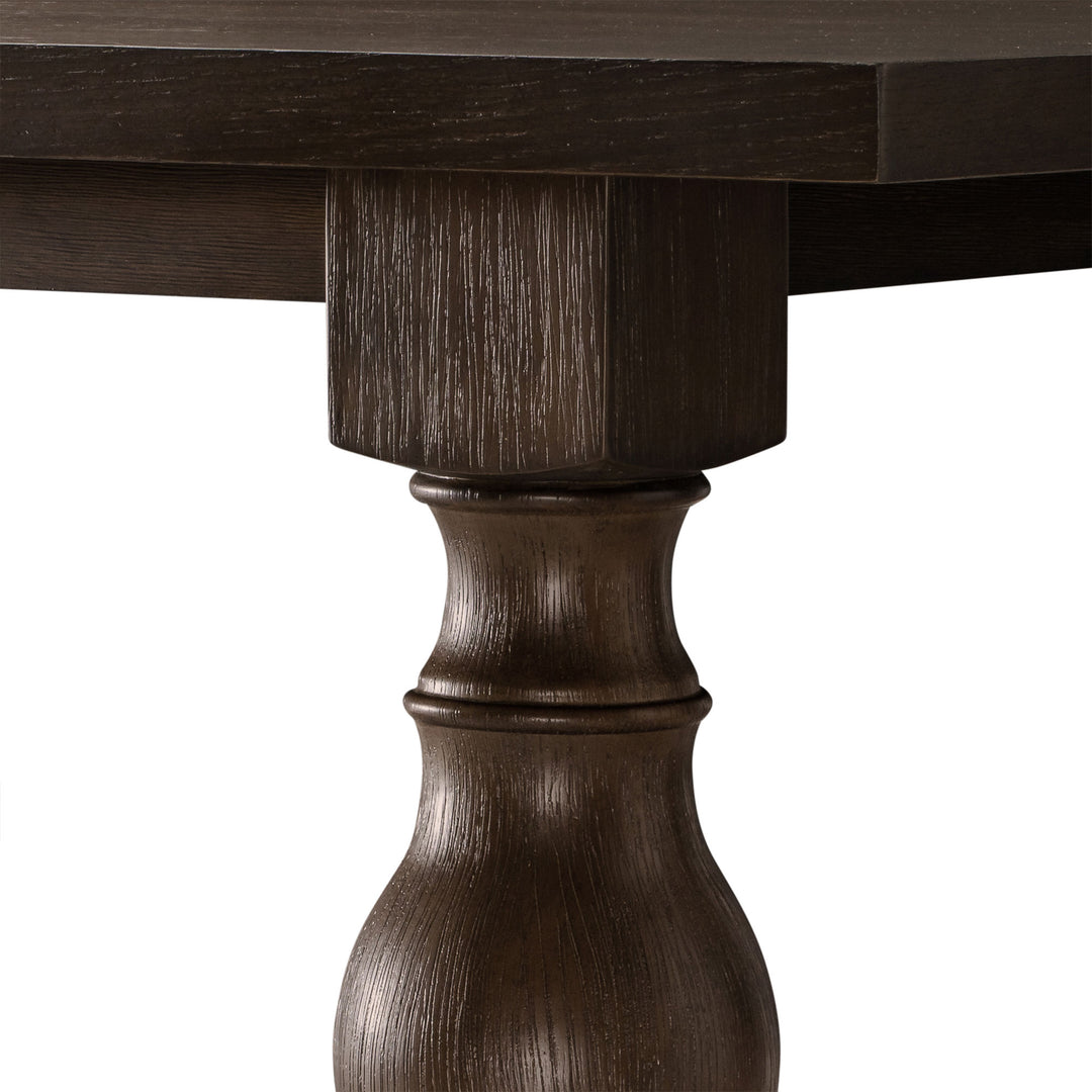 Leon Classical Wooden Dining Table in Antiqued Brown Finish - VMInnovations
