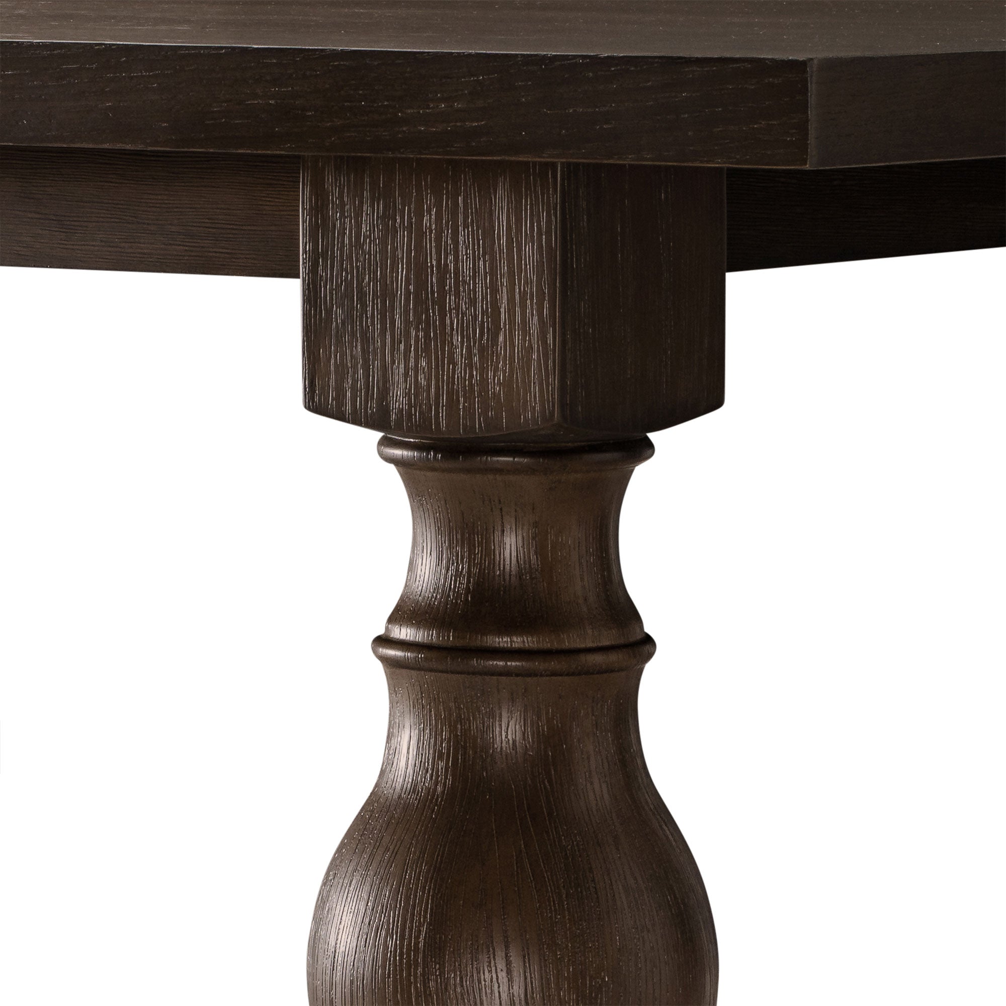 Leon Classical Wooden Dining Table in Antiqued Brown Finish - VMInnovations