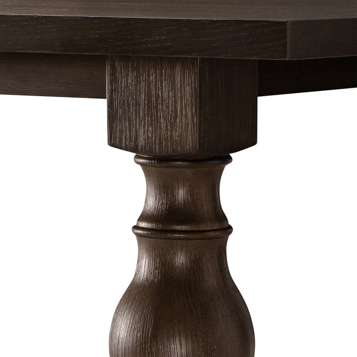 Leon Classical Wooden Dining Table in Antiqued Brown Finish - VMInnovations