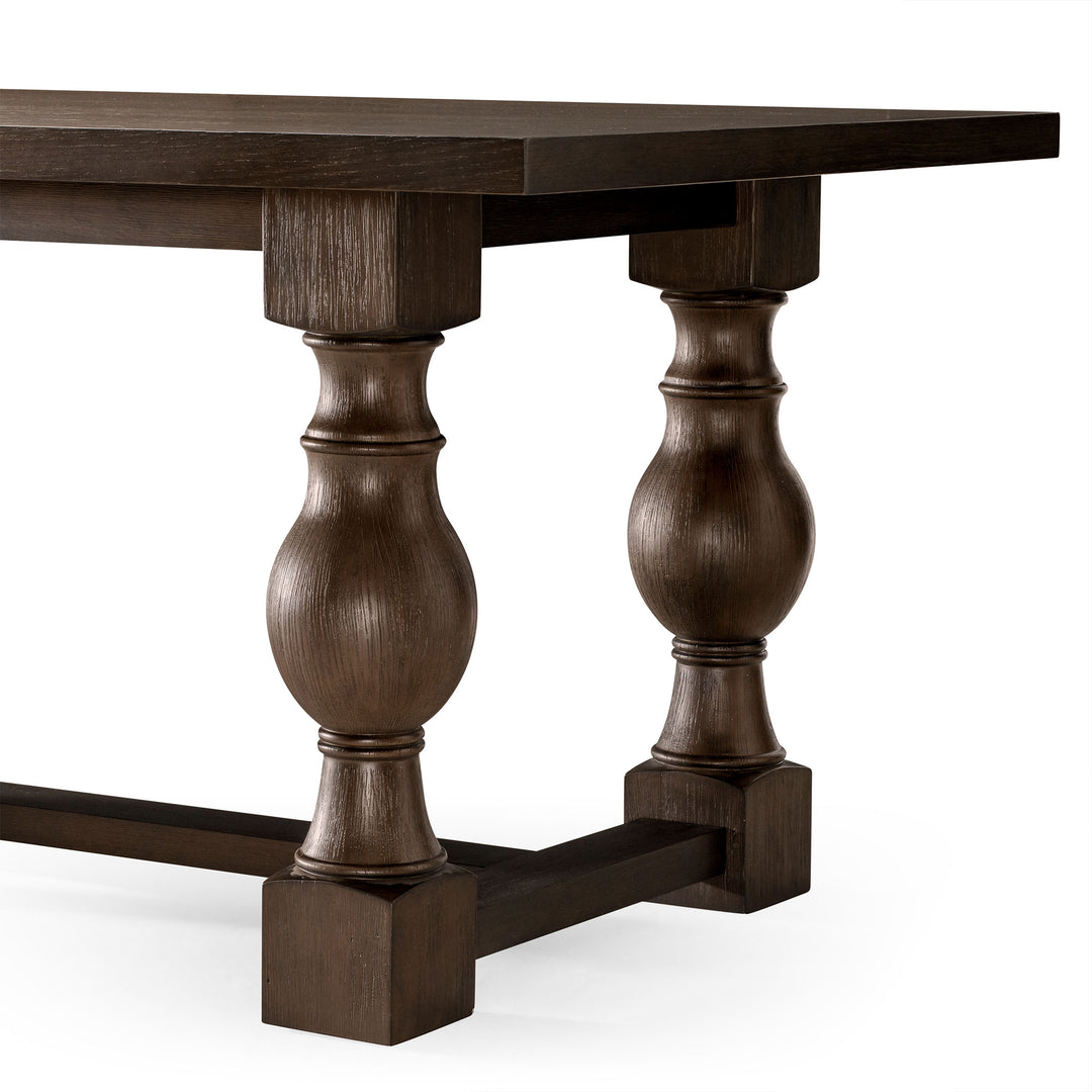 Leon Classical Wooden Dining Table in Antiqued Brown Finish - VMInnovations