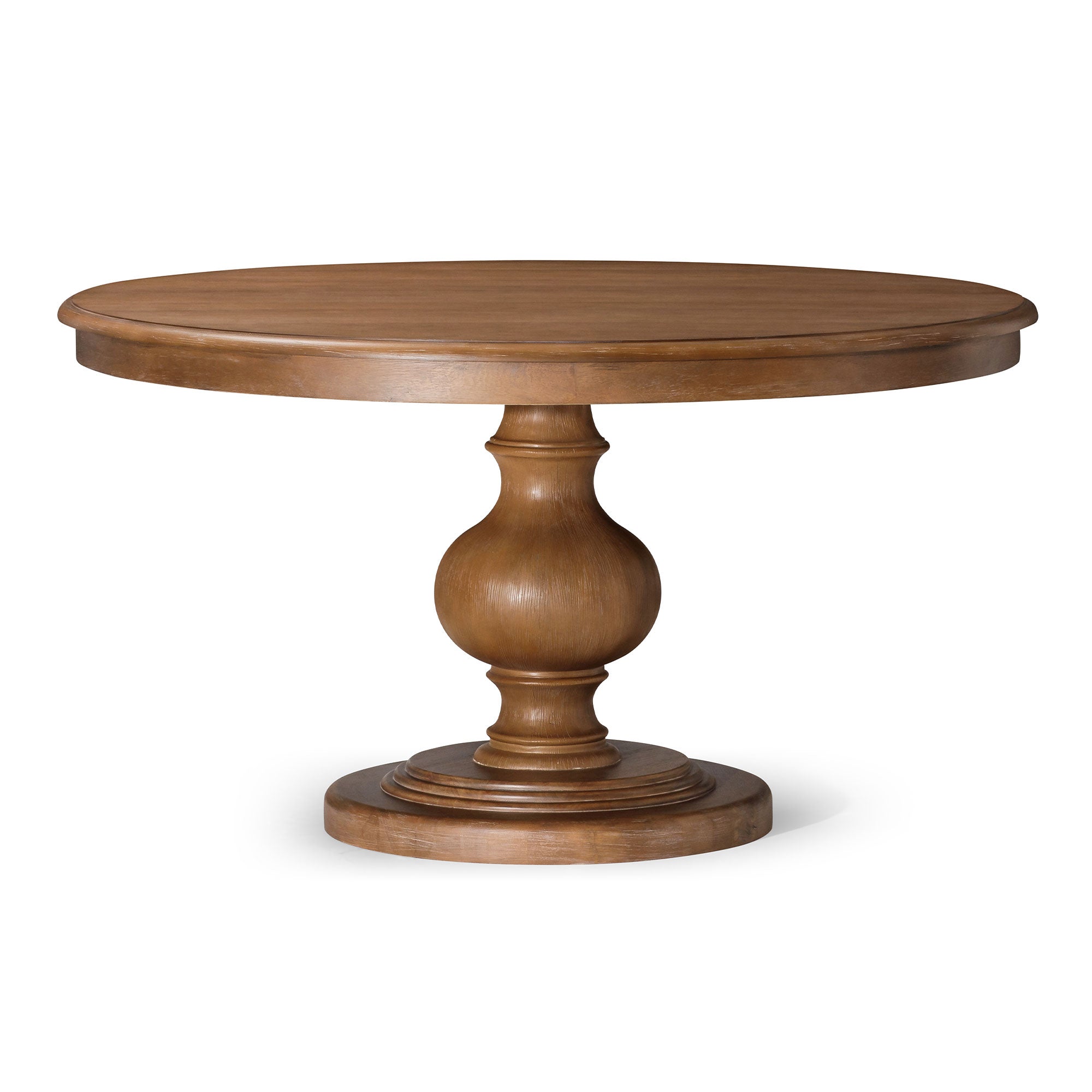 Maven Lane Zola Traditional Round Wooden Dining Table in Antiqued Natural Finish (Used)