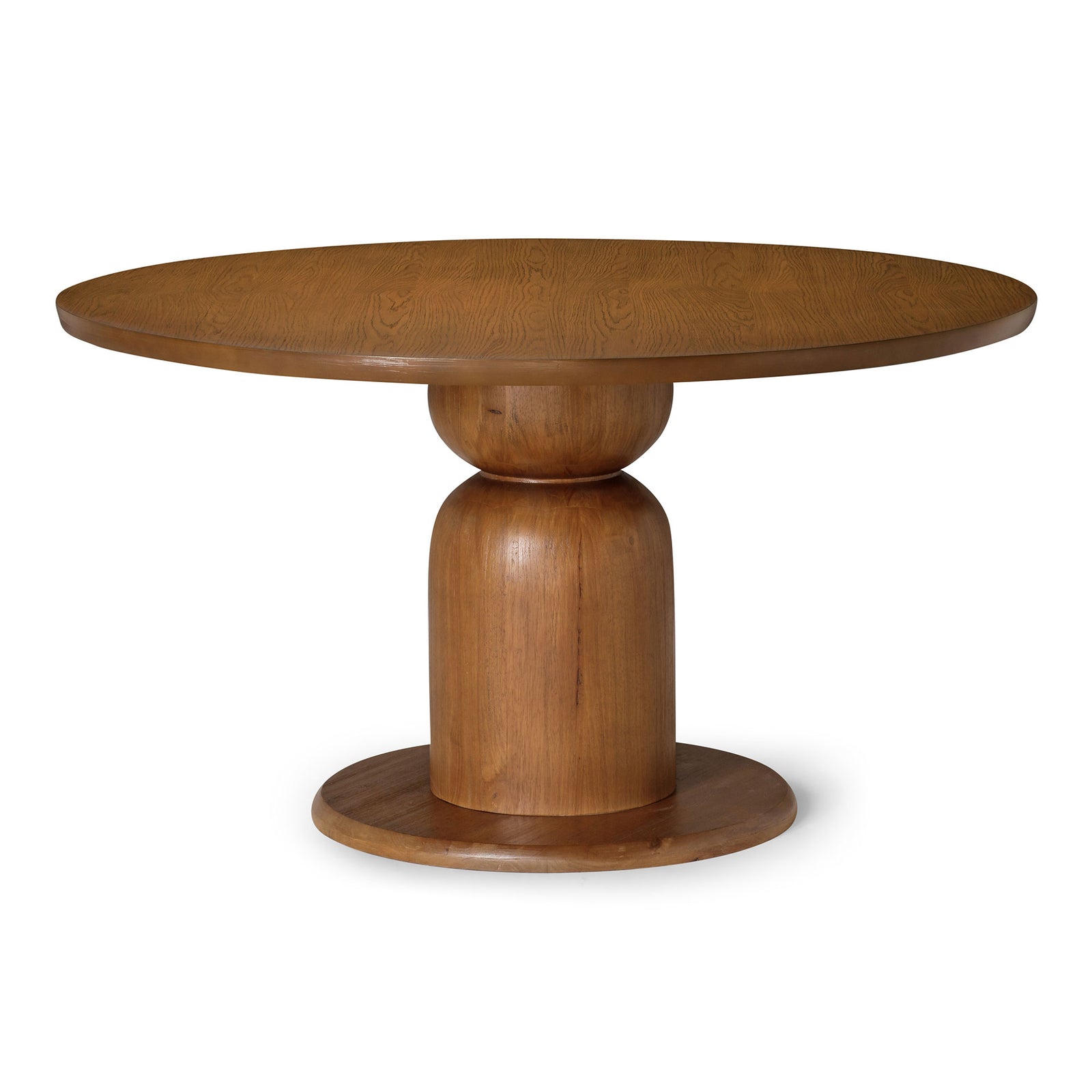 Mila Contemporary Round Wooden Dining Table in Refined Brown Finish - VMInnovations