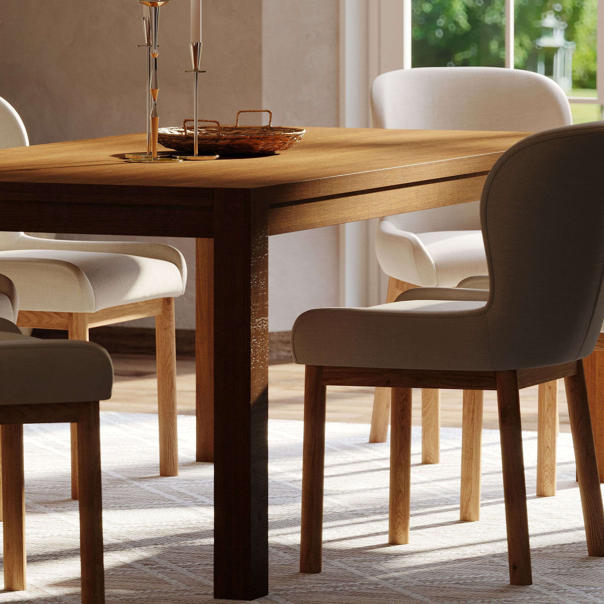 Maven Lane Contemporary Wooden Dining Table in Refined Natural Finish (Used) - VMInnovations