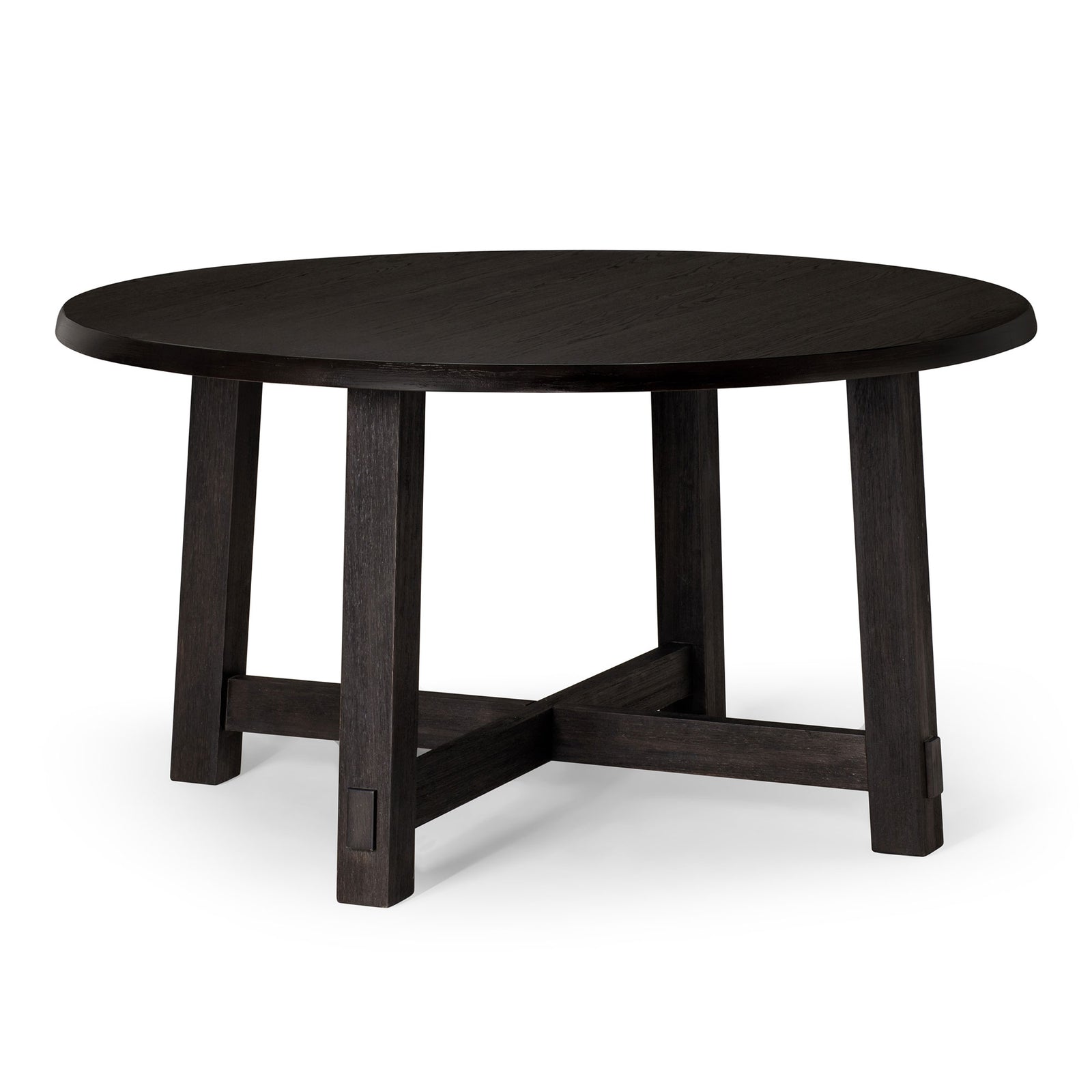 Sasha Organic Round Wooden Dining Table in Weathered Black Finish - VMInnovations