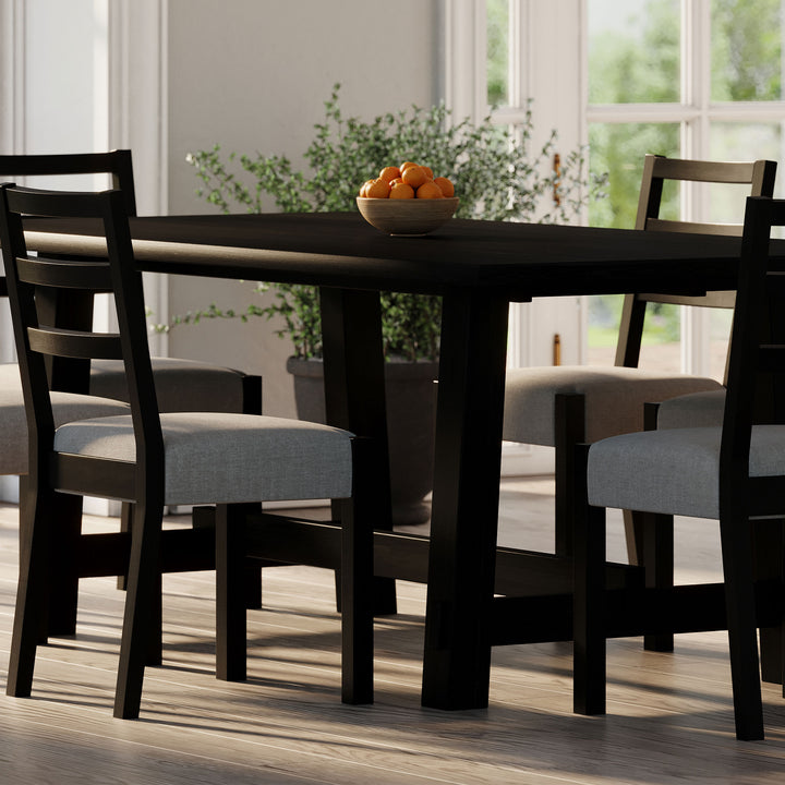 Maven Lane Yves Rectangular Wooden Dining Table in Weathered Black Finish - VMInnovations
