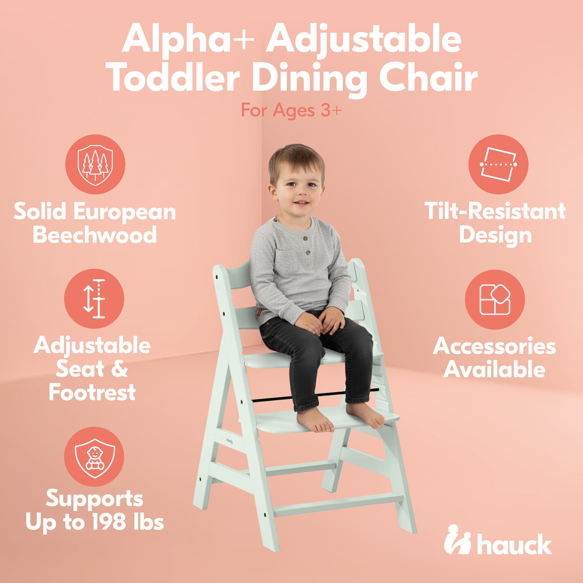 hauck Alpha+ Grow Along Adjustable Wooden Highchair, Beechwood, Mint (Open Box) - VMInnovations