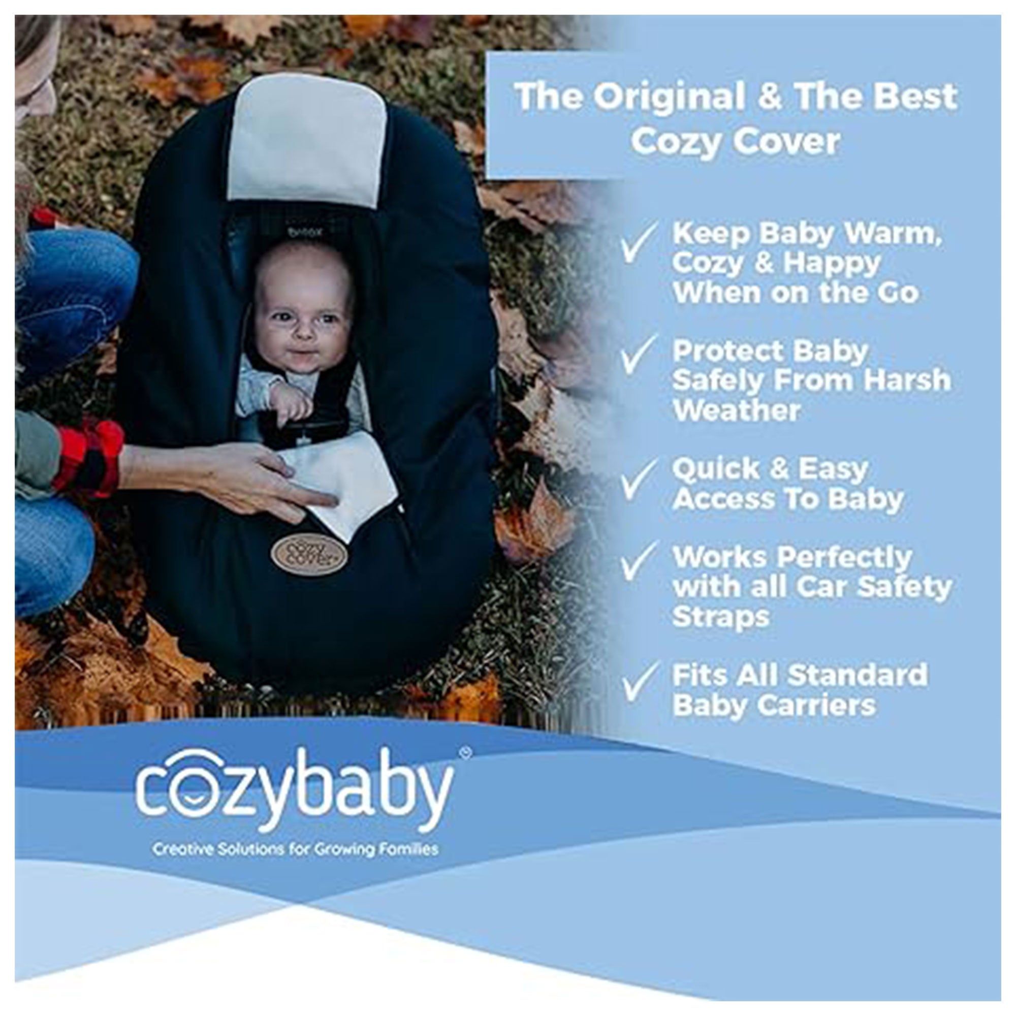 CozyBaby Infant Car Seat Cover w/ Dual Zippers & Elastic Edge, Pink (Open Box) - VMInnovations