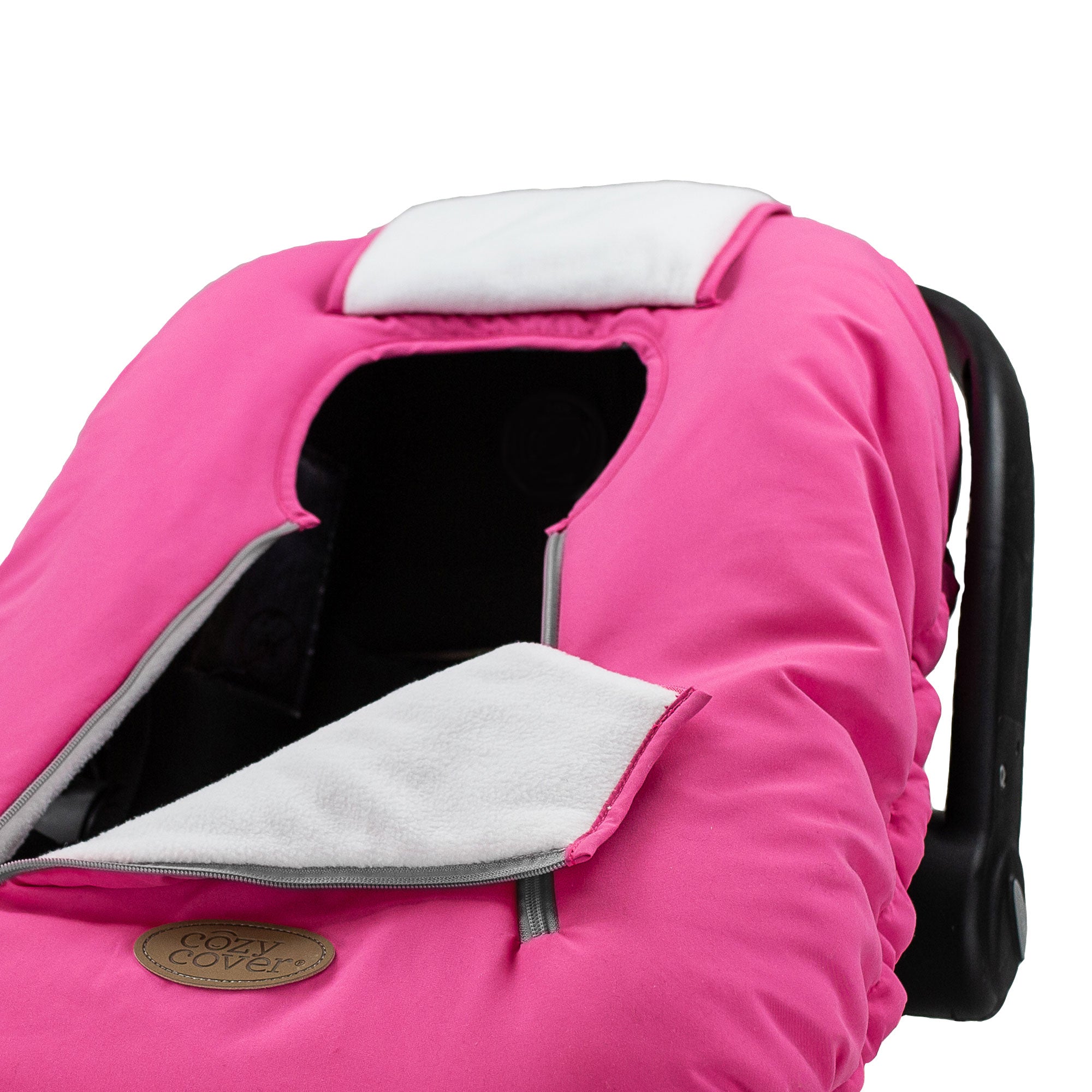 CozyBaby Infant Car Seat Cover w/ Dual Zippers & Elastic Edge, Pink (Open Box) - VMInnovations