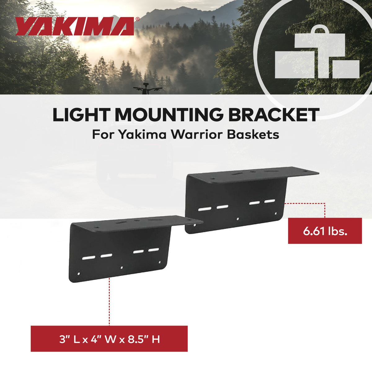 Yakima Light Brackets Heavy Duty Steel Light Mount for Warrior Baskets(Open Box)
