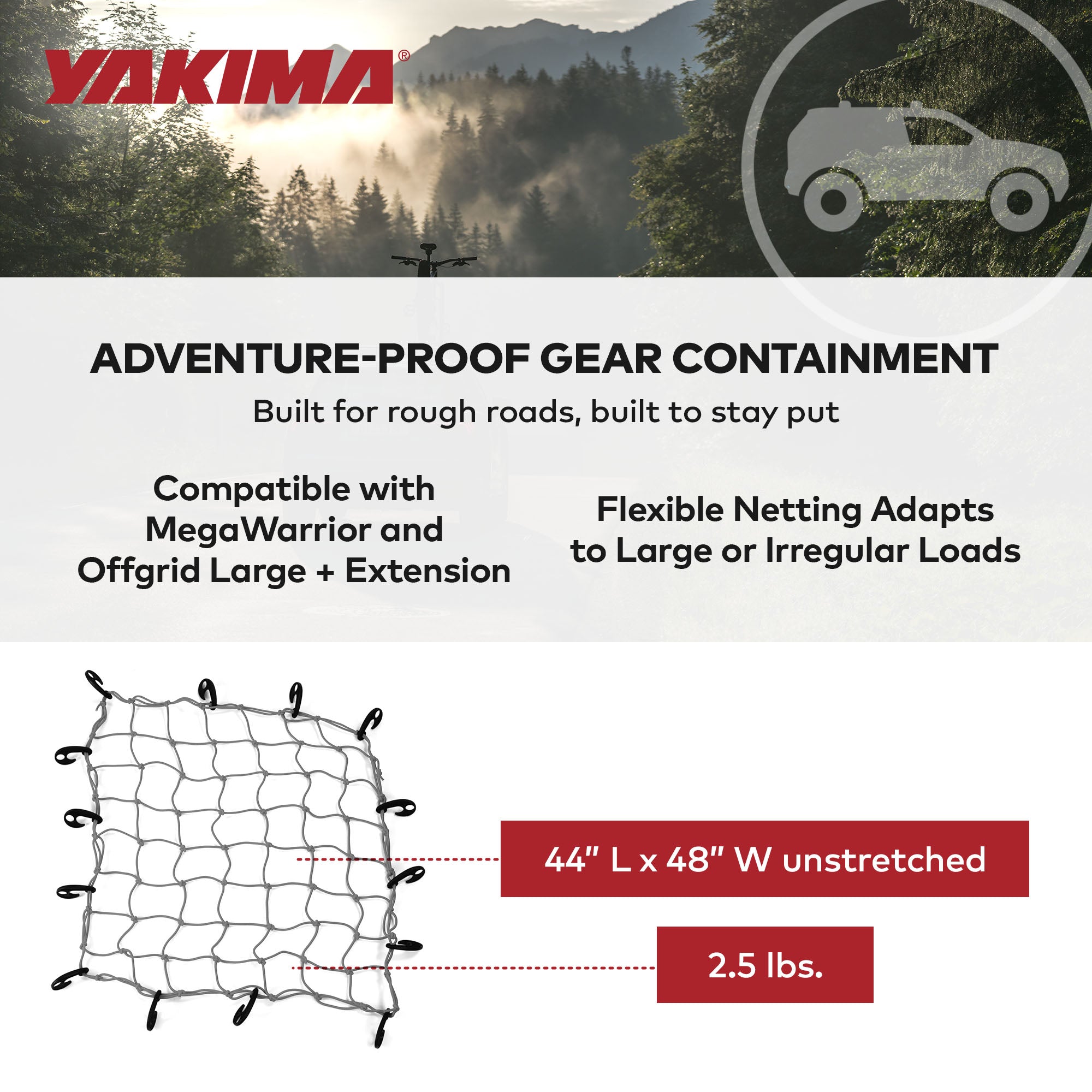 YAKIMA Cargo Roof Basket Stretch Net for MegaWarrior & OffGrid Baskets(Open Box) - VMInnovations