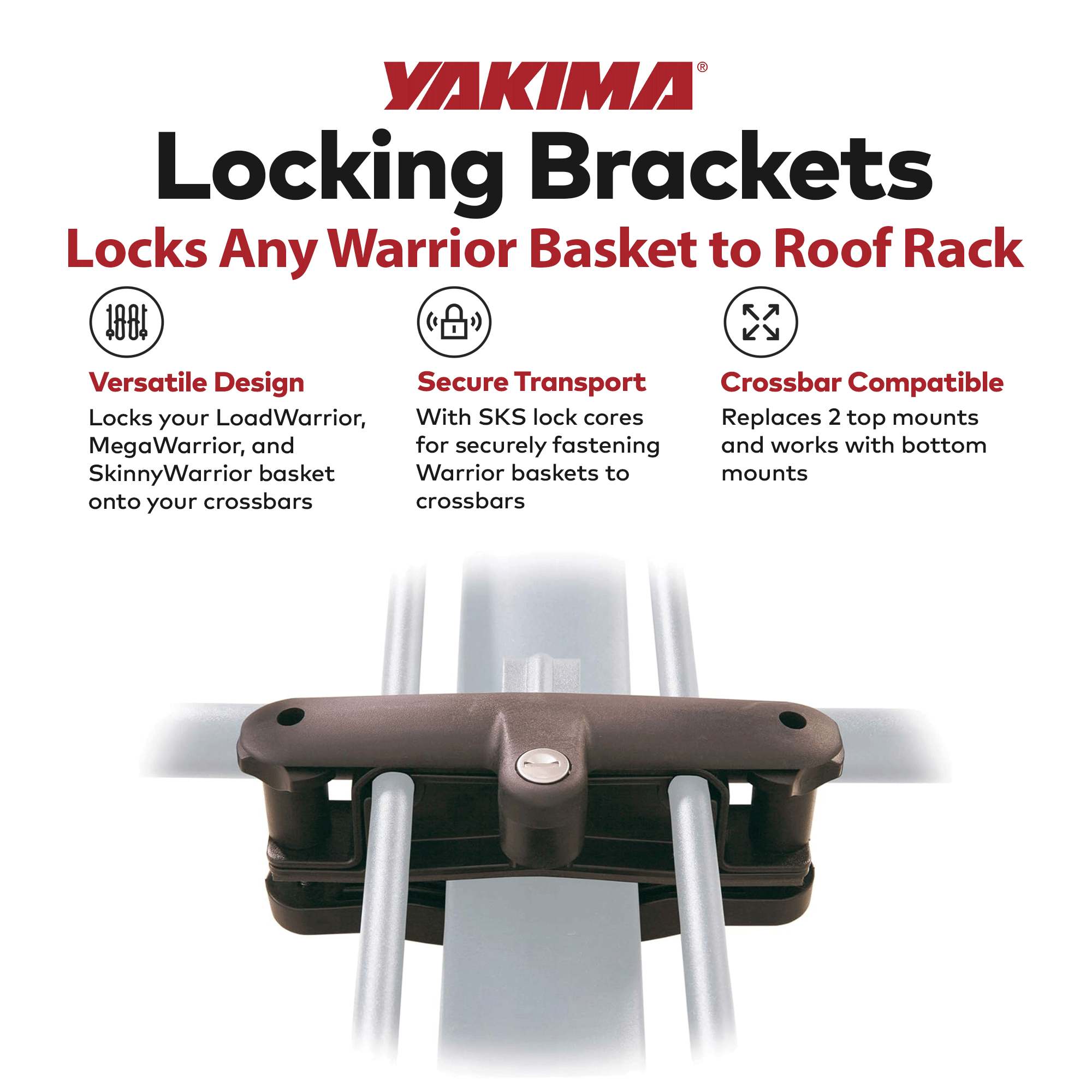YAKIMA Locking Brackets for Securing Rooftop Warrior Baskets, Set of 2(Open Box) - VMInnovations