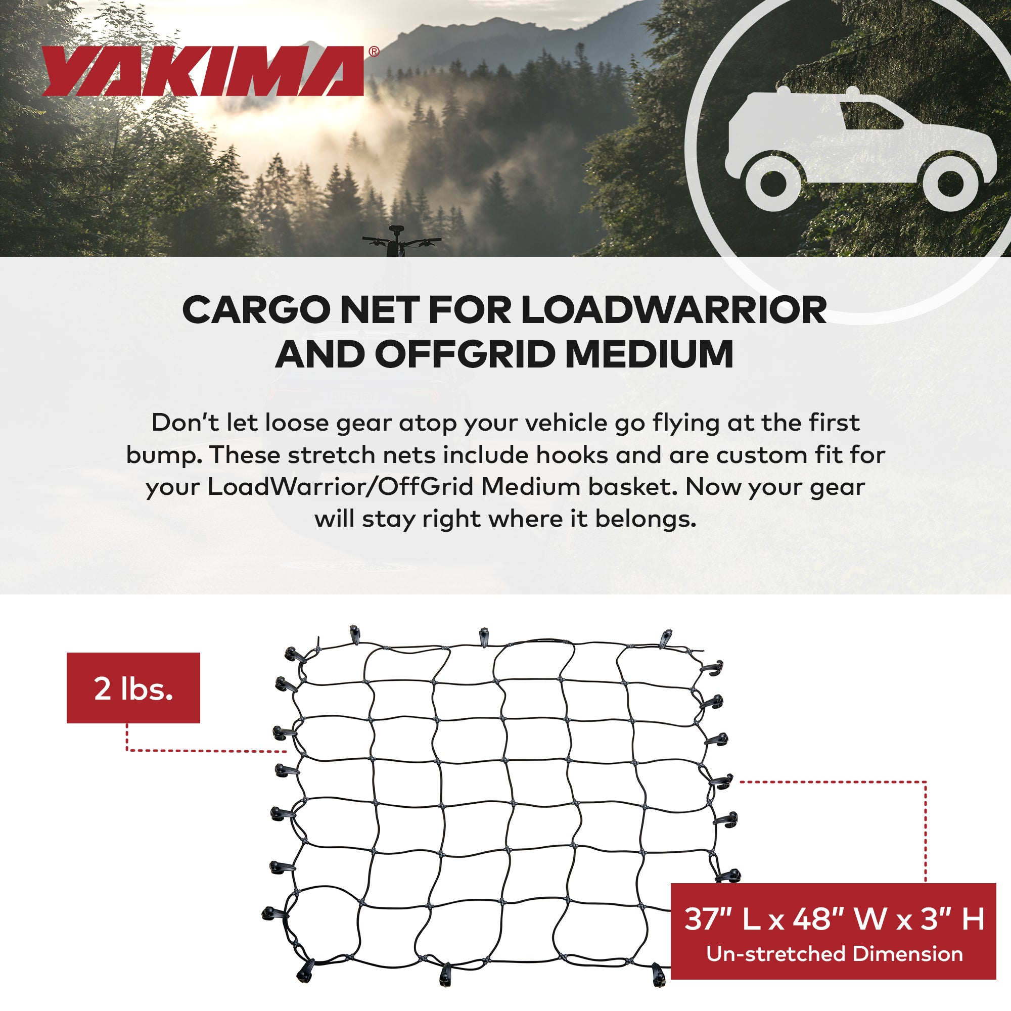 YAKIMA Cargo Roof Basket Stretch Net for LoadWarrior & OffGrid Medium (Open Box) - VMInnovations