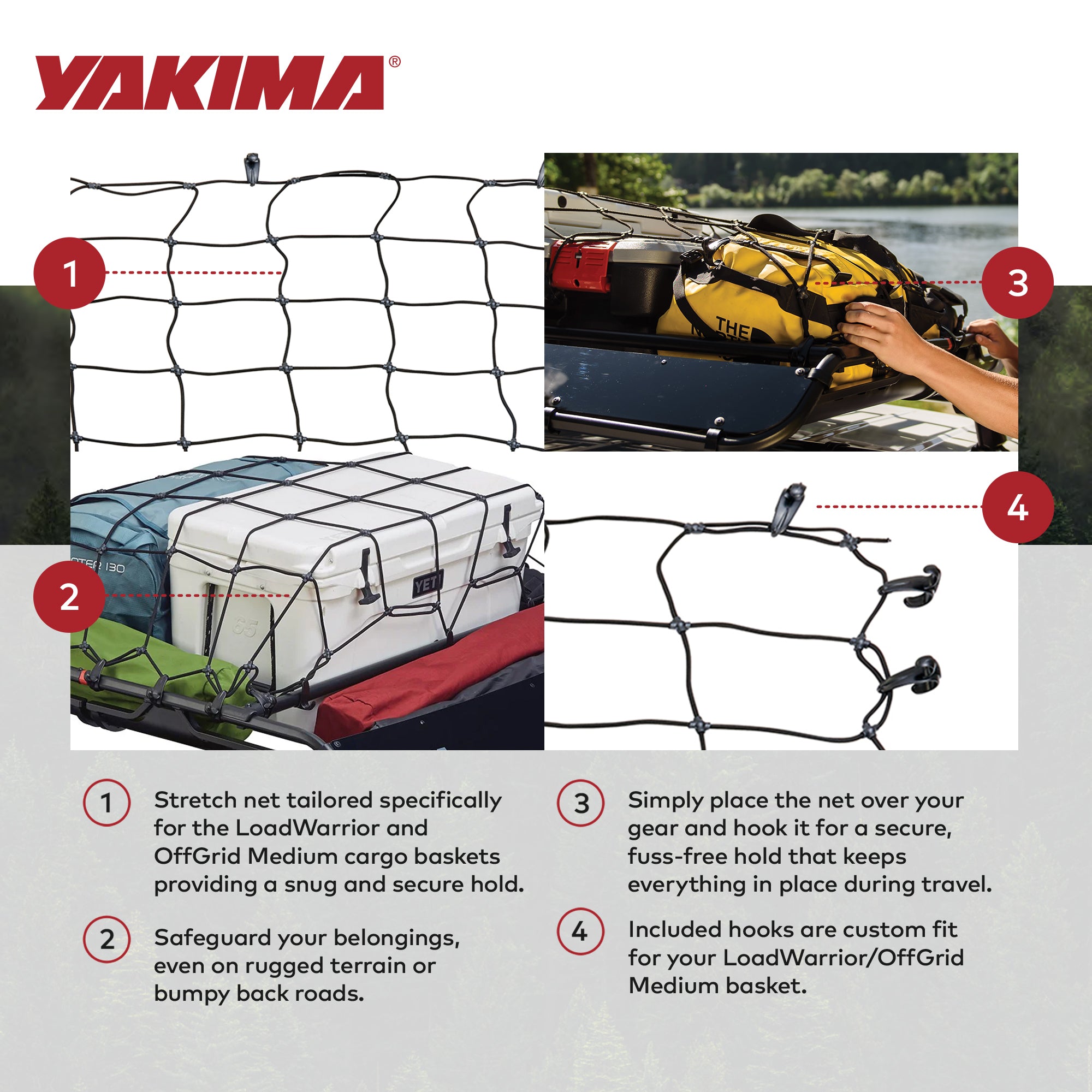YAKIMA Cargo Roof Basket Stretch Net for LoadWarrior & OffGrid Medium (Open Box) - VMInnovations