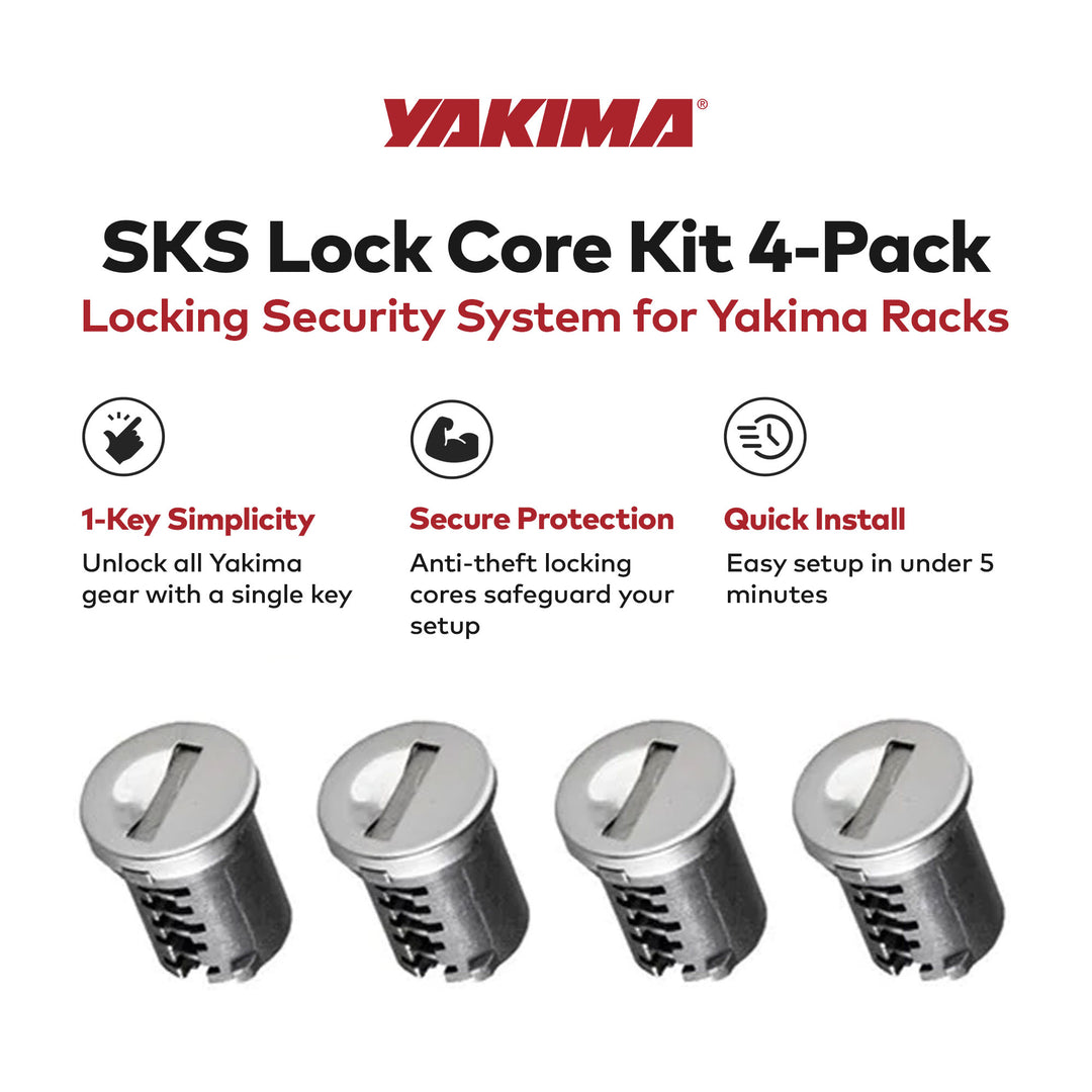 Yakima Car Rack System Component SKS Lock Cylinder Core Kit with Key (4 Pack) - VMInnovations