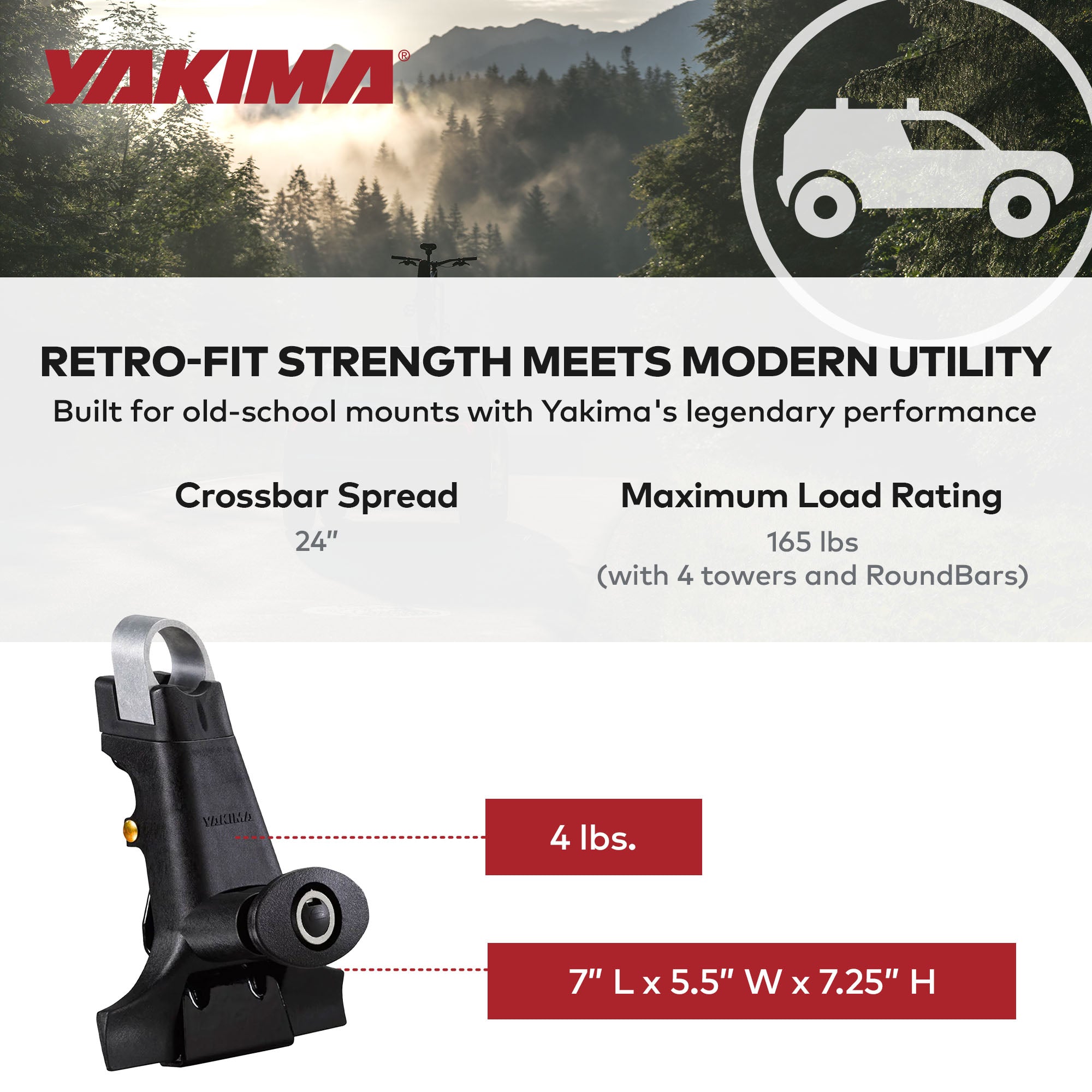 Yakima 1A Raingutter Roof Rack Towers for Vehicles, Compatible w/Yakima Roundbar - VMInnovations