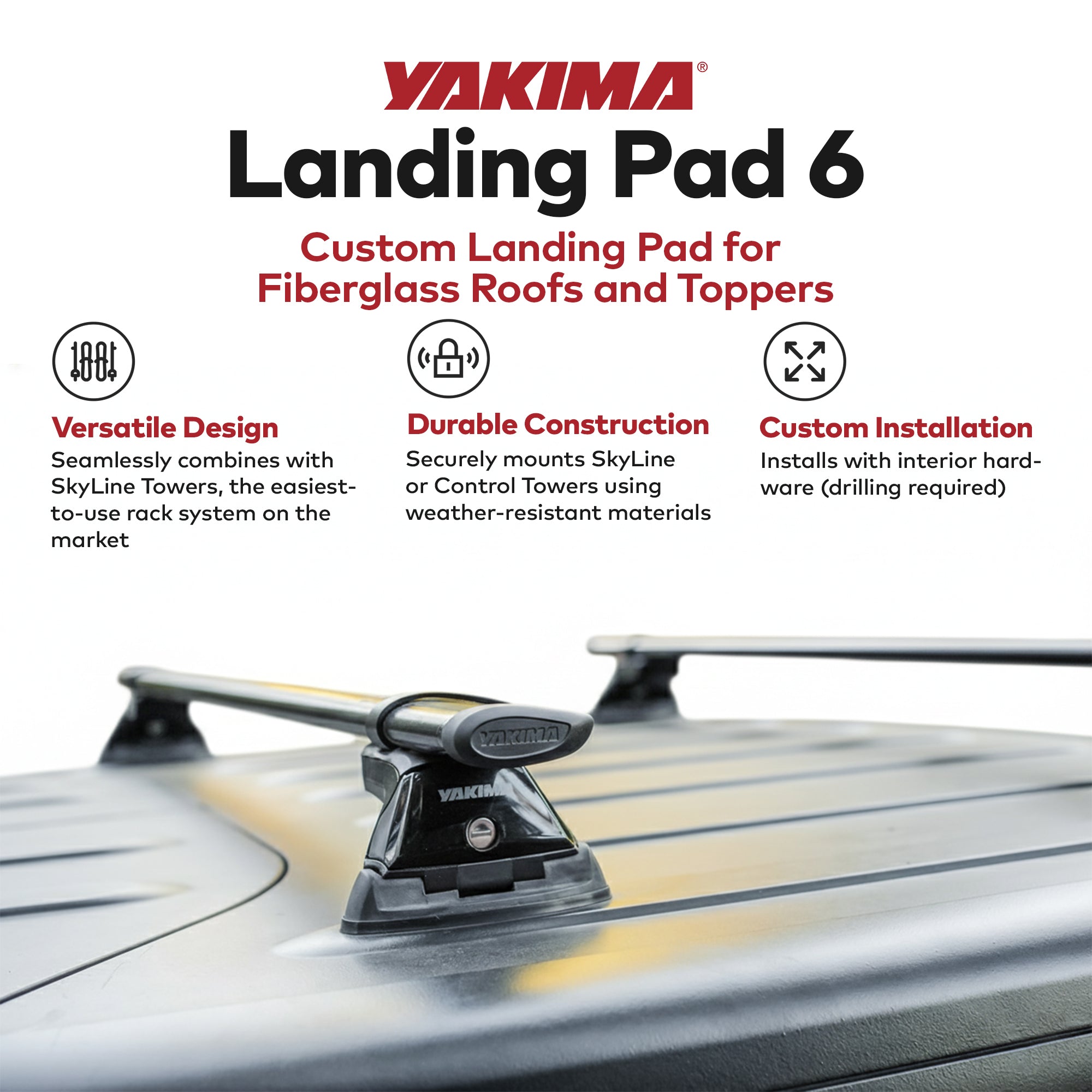 YAKIMA Landing Pad Fixed Tower Installation Naked Rooftops, Set of 2 (Open Box) - VMInnovations