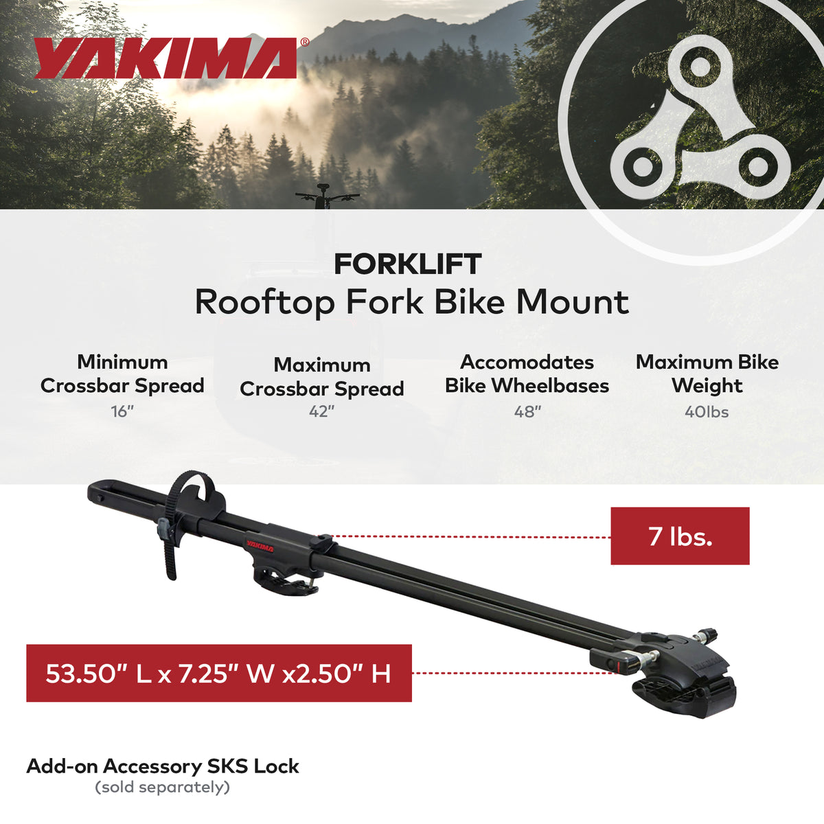 YAKIMA ForkLift Rooftop Fork Style Bike Mount, Fits All StreamLine Crossbars (For Parts)