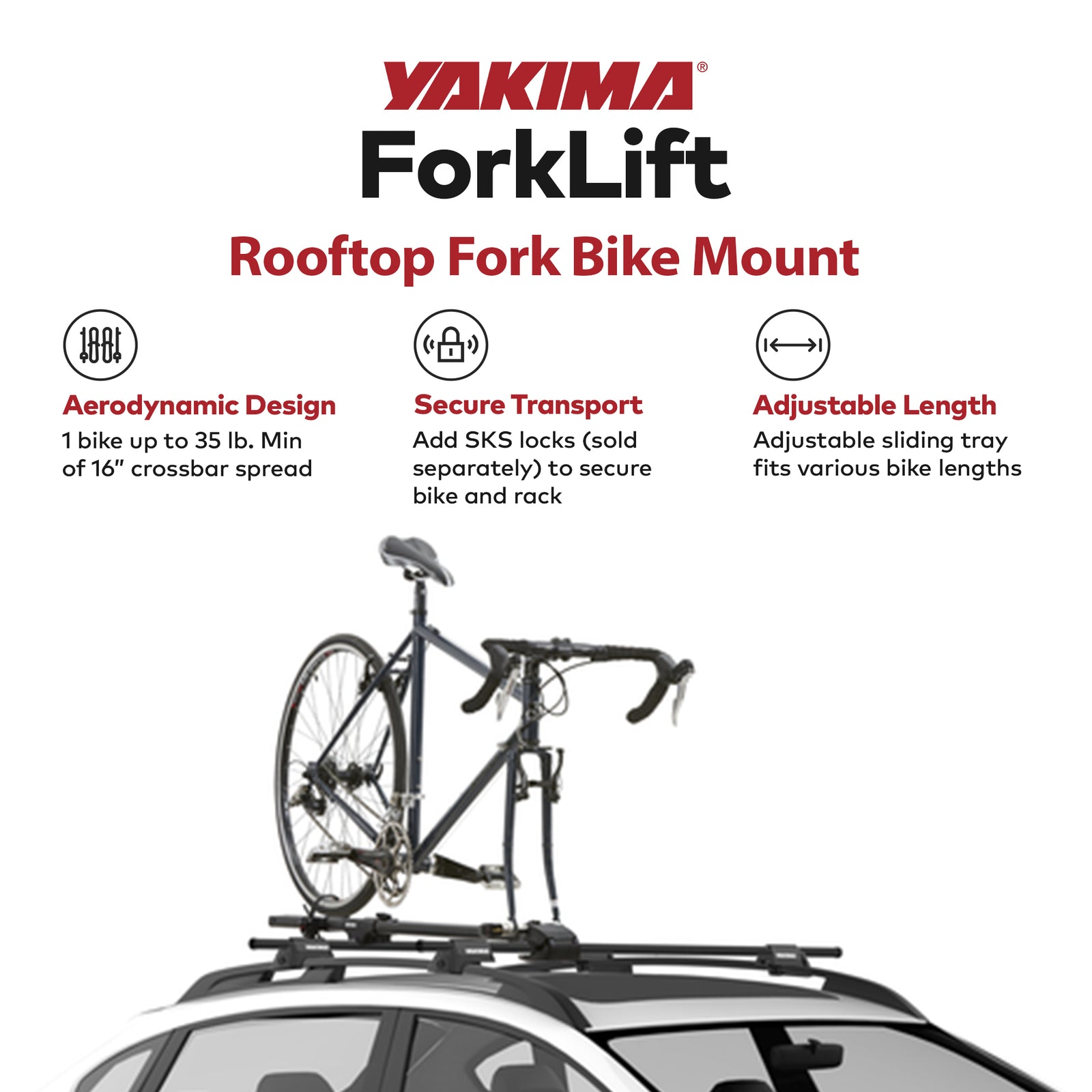 YAKIMA ForkLift Rooftop Fork Style Bike Mount, Fits All StreamLine Crossbars - VMInnovations