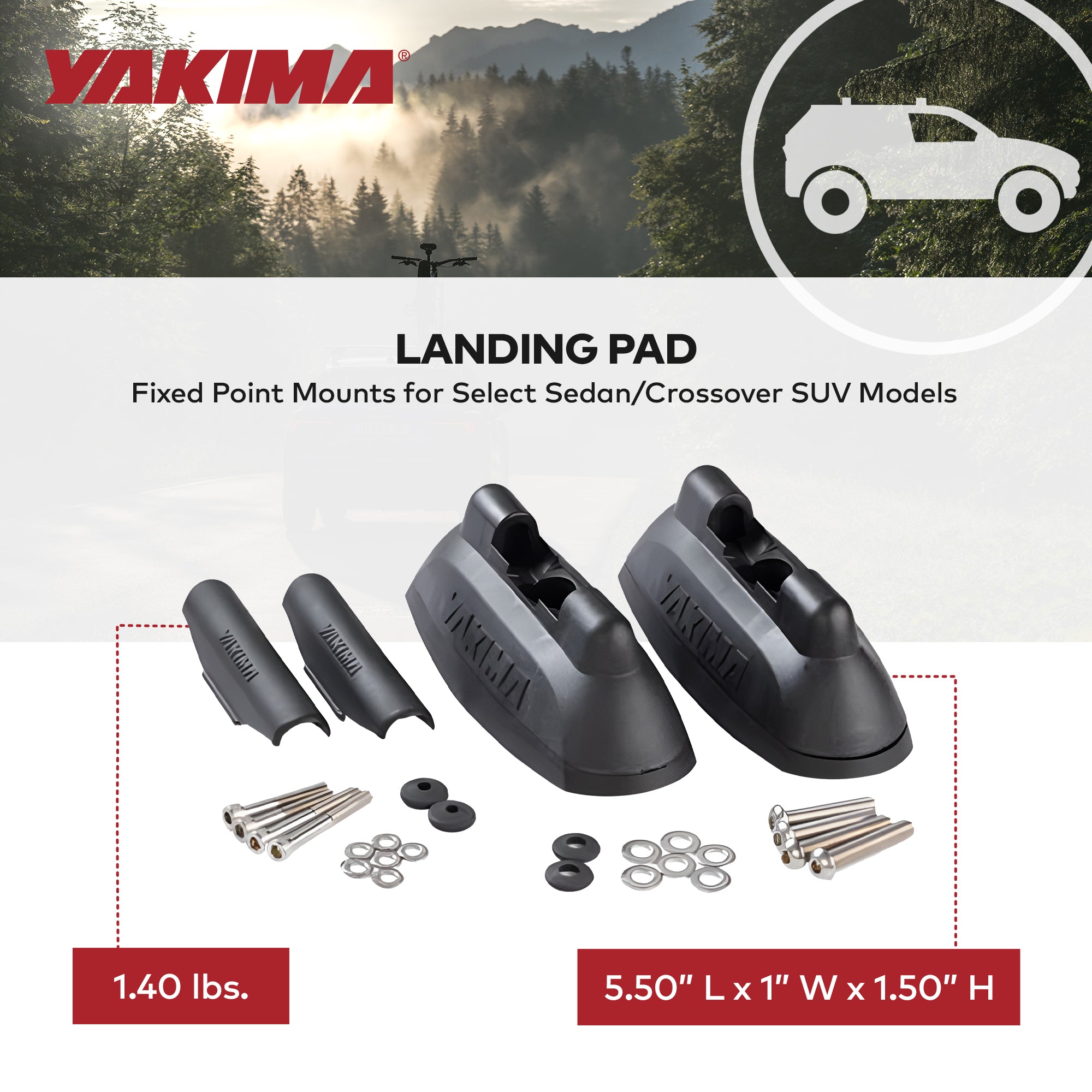 YAKIMA Pad 11, Fixed Point Mounts for Select Sedan/Crossover SUVs(Open Box) - VMInnovations