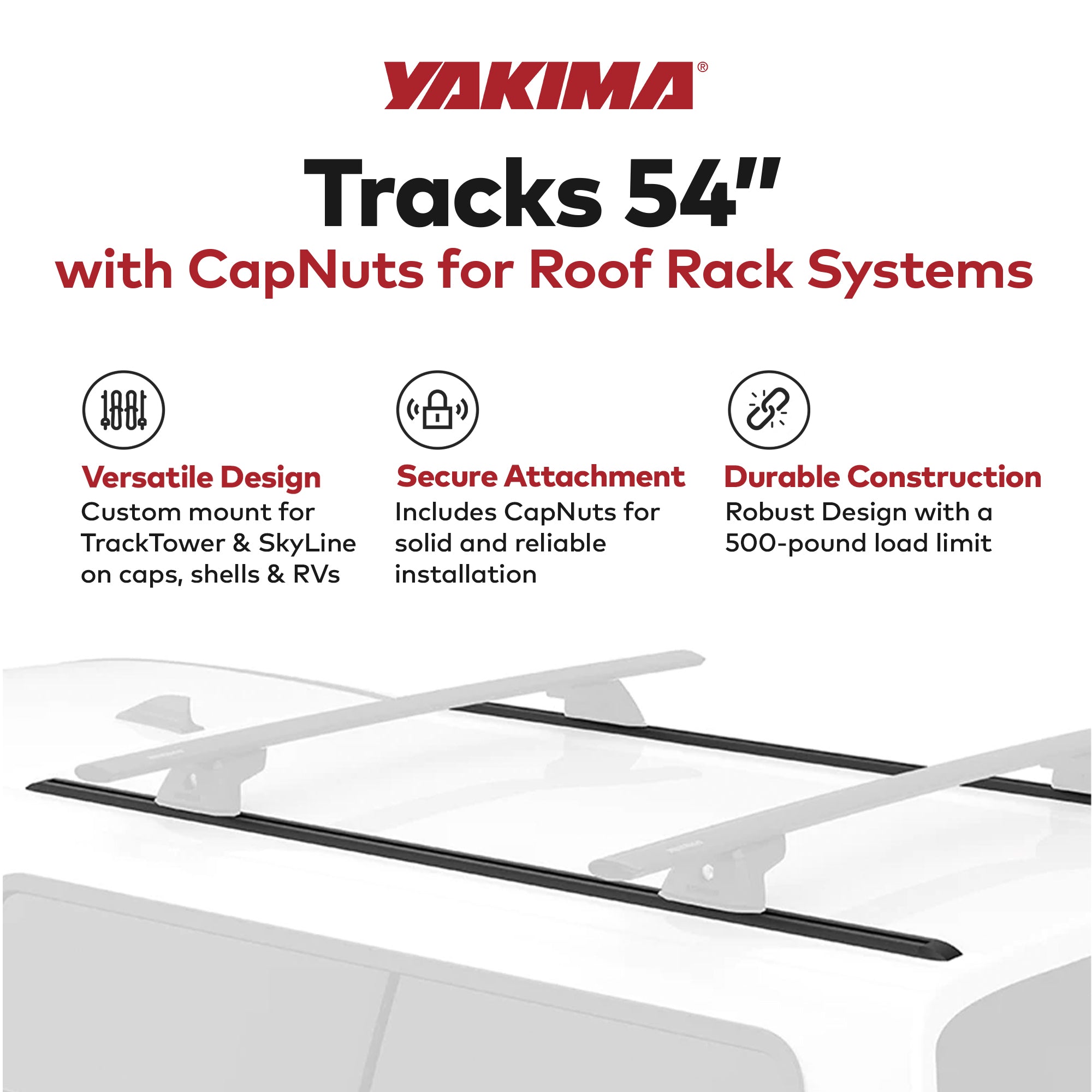Yakima 54 Inch Tracks with CapNuts, Compatible with TrackTower or SkyLine Towers - VMInnovations