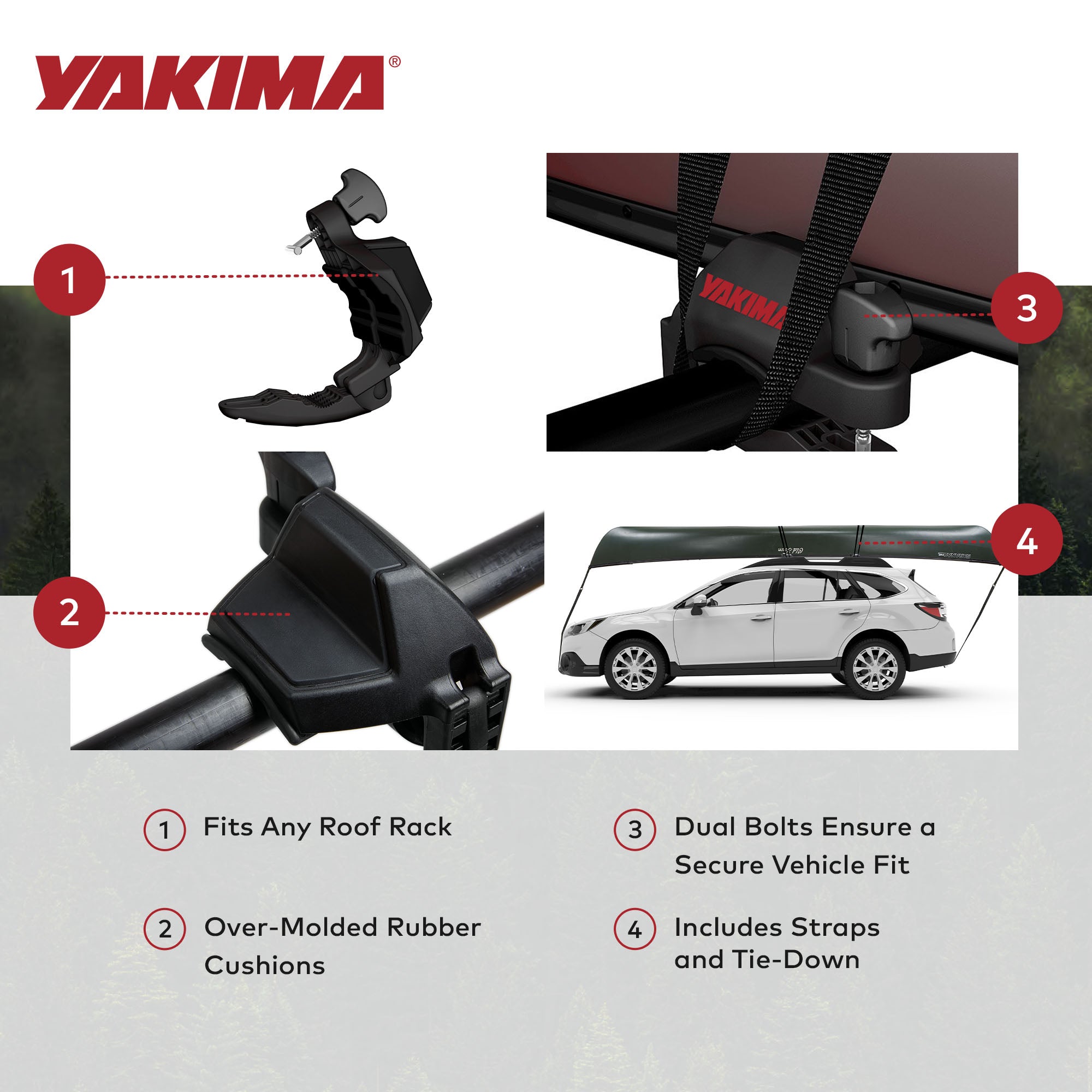 Yakima KeelOver Rooftop Single Canoe Mount Strap & Bow Secure Vehicle Attachment - VMInnovations