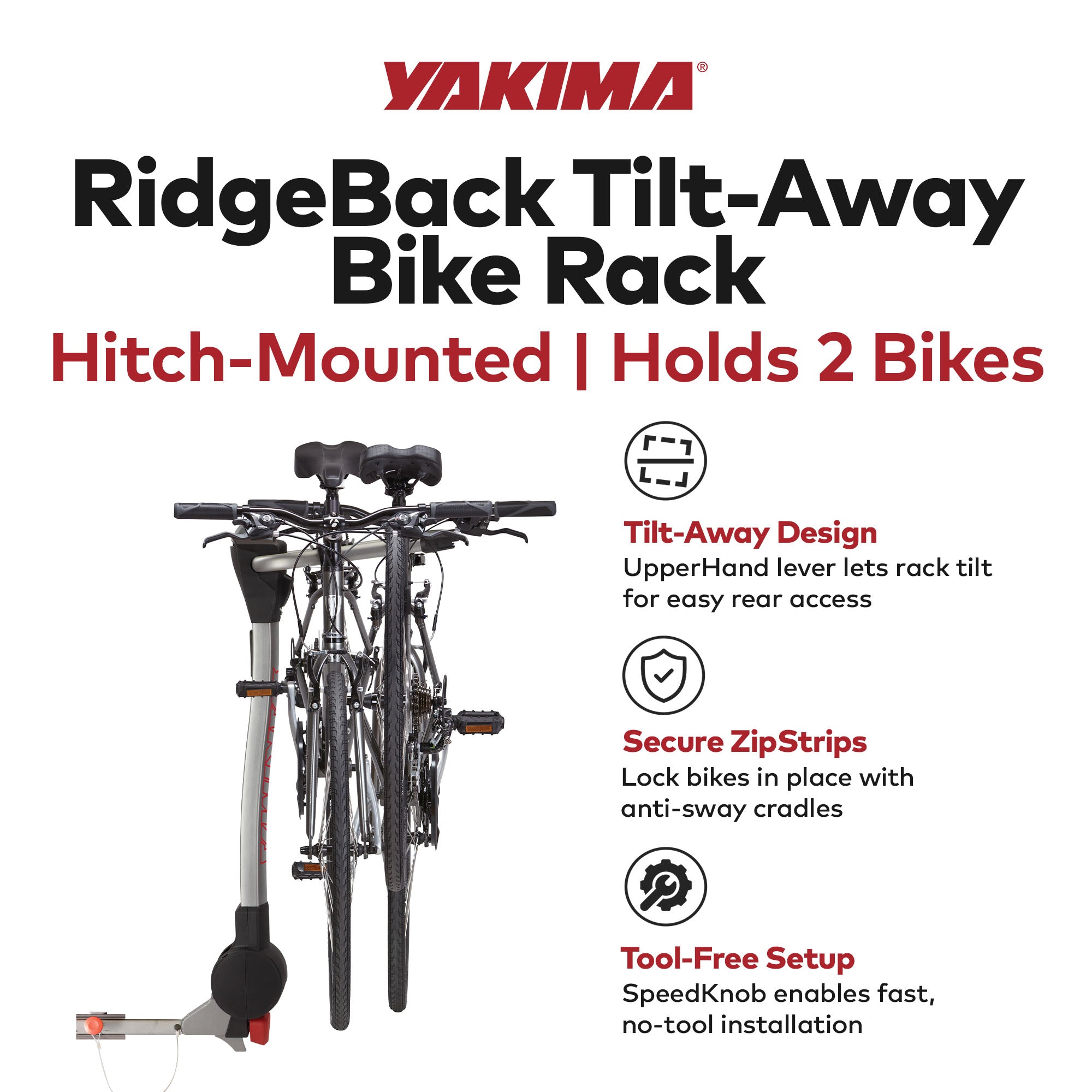 Yakima Tilt Away Hitch Bike Rack Holds 2 Bikes for Cars, SUVs, Trucks (Open Box)