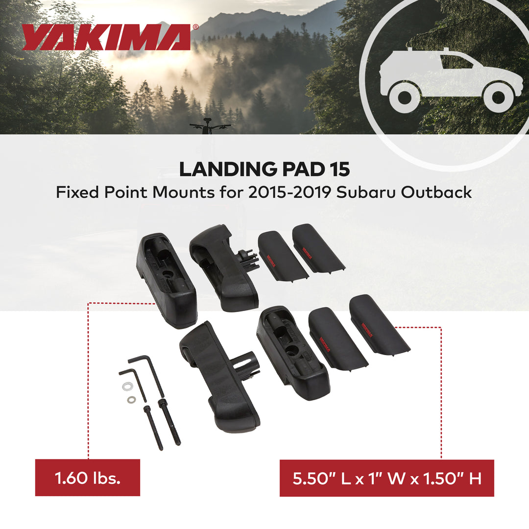 YAKIMA Landing Pad 15, Fixed Point Mounts for 2015-2019 Subaru Outback, Black