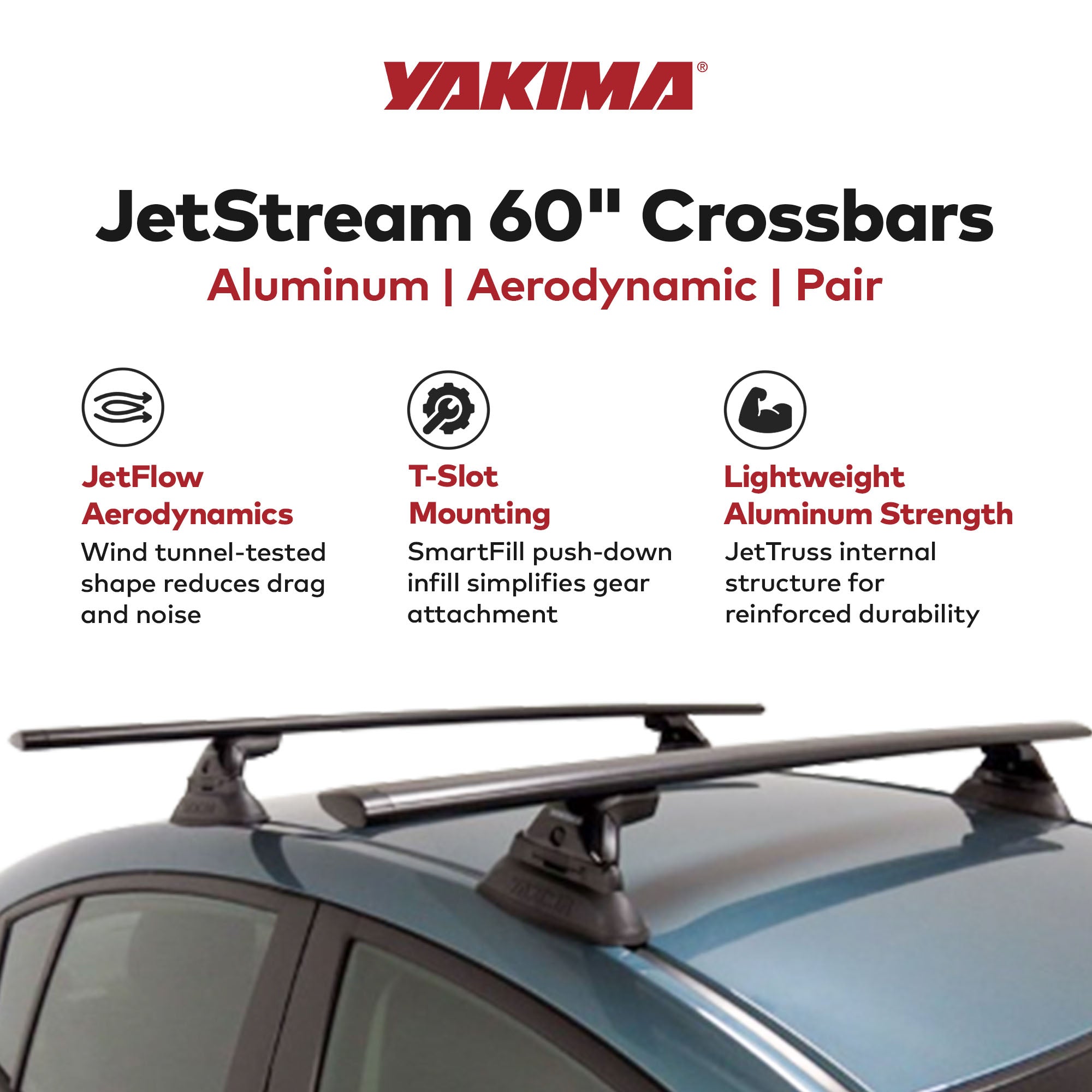 Yakima 60" Pair JetStreamRoof Rack Crossbars, (Open Box) - VMInnovations