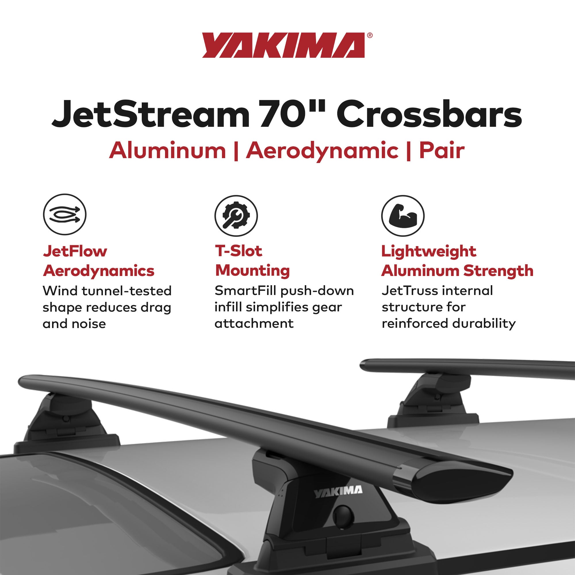 Yakima 70 Inch Pair Rack Crossbars, Compatible w/StreamLine Towers (Open Box)