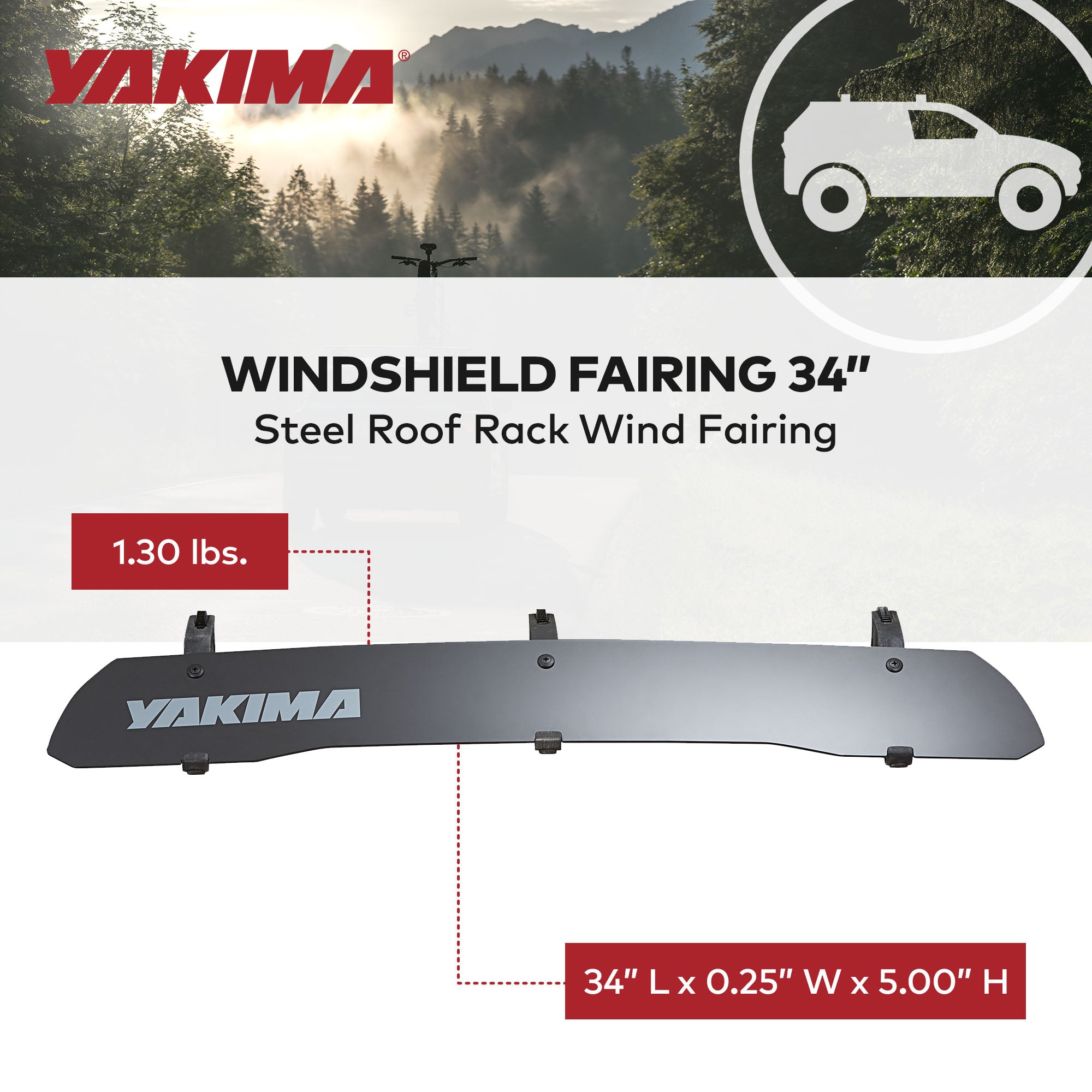 Yakima WindShield 34" Universal Fairing w/ Band Style Attachment,Black(Open Box) - VMInnovations