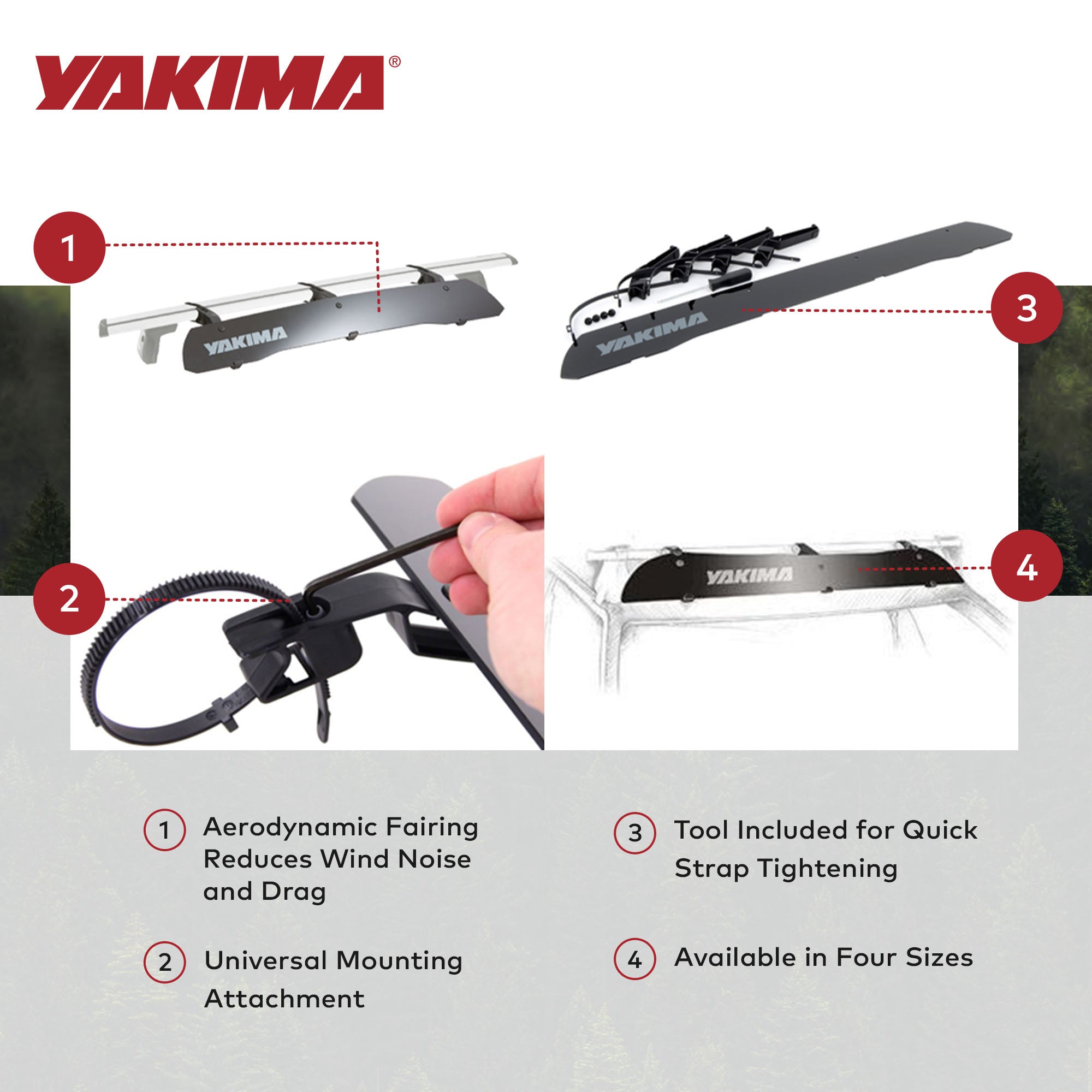 Yakima WindShield 34" Universal Fairing w/ Band Style Attachment,Black(Open Box) - VMInnovations