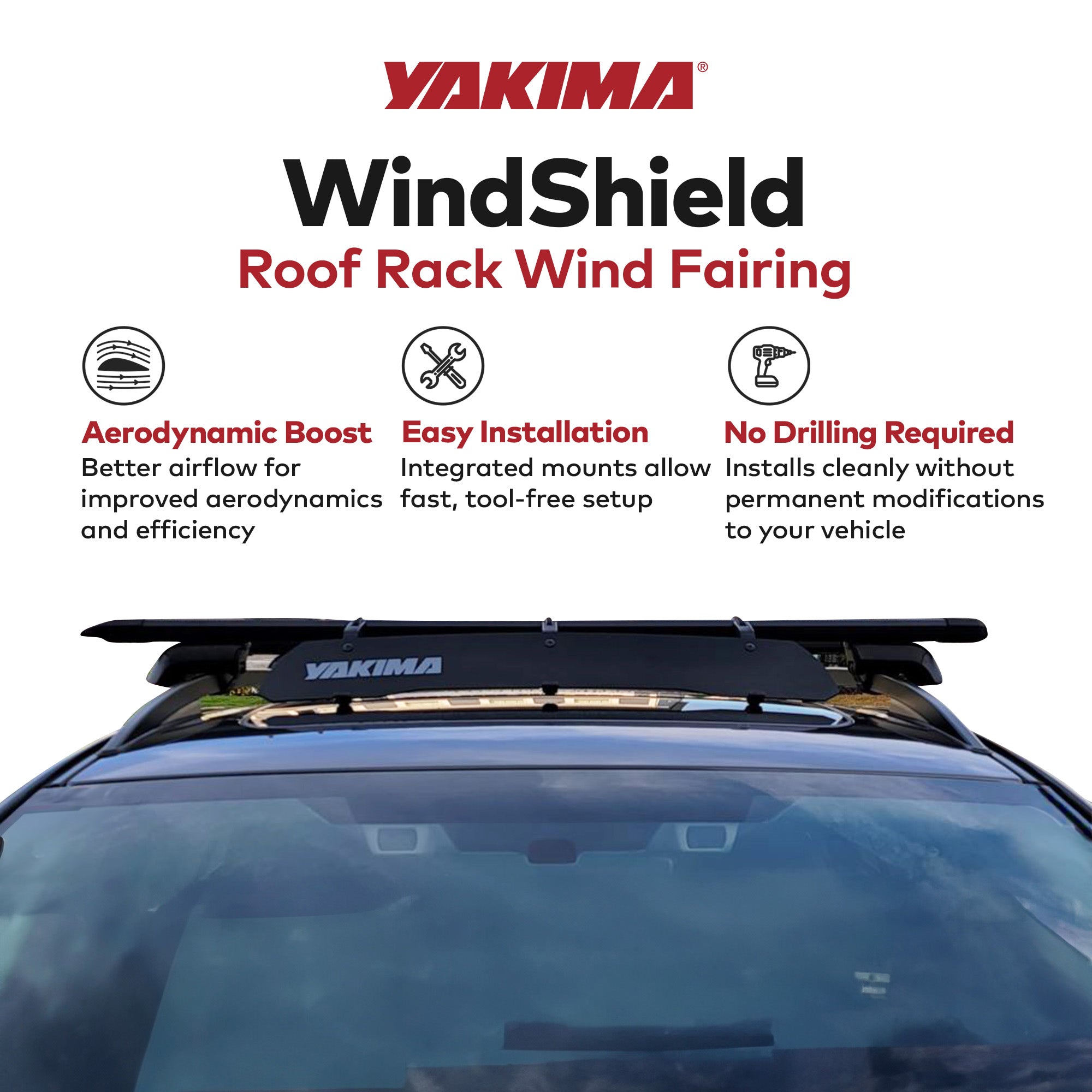 Yakima WindShield 46 Inch Roof Rack Wind Fairing, Compatible w/StreamLine Towers - VMInnovations
