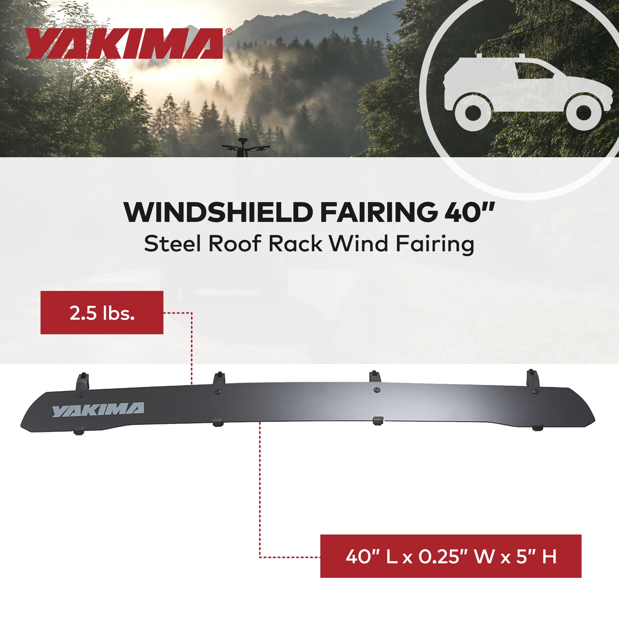 Yakima 40" Roof Rack Wind Fairing, Compatible w/StreamLine Towers (Open Box) - VMInnovations