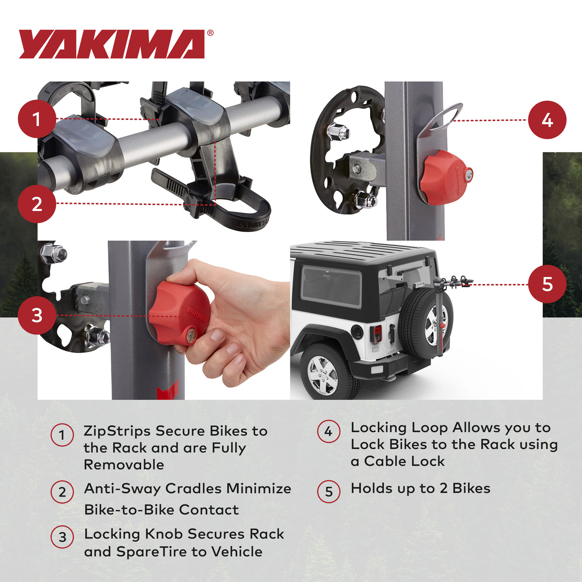 Yakima Rear Spare Tire Mounted 2 Bike Bicycle Rack, Gray/Black (For Parts) - VMInnovations